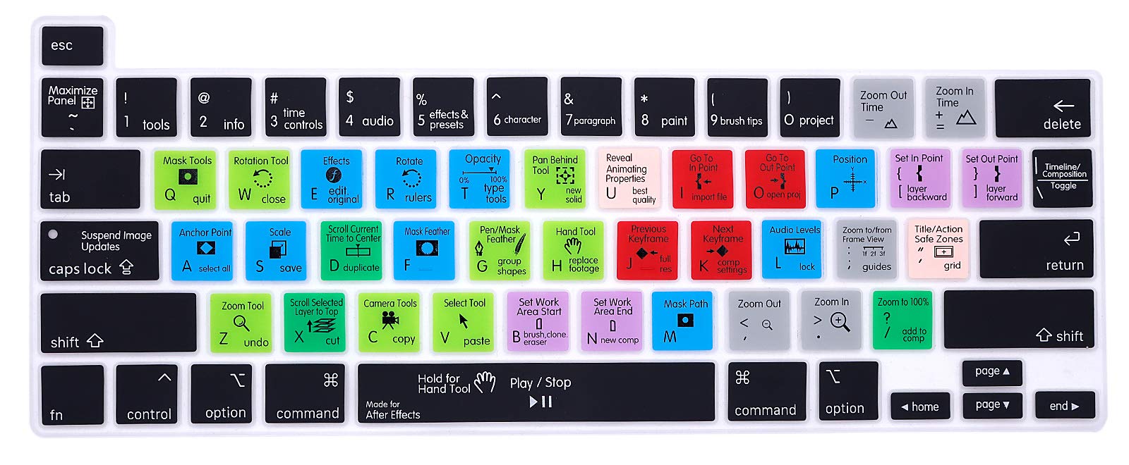 HRH After Effects Shortcuts Silicone Keyboard Cover for MacBook Pro 13