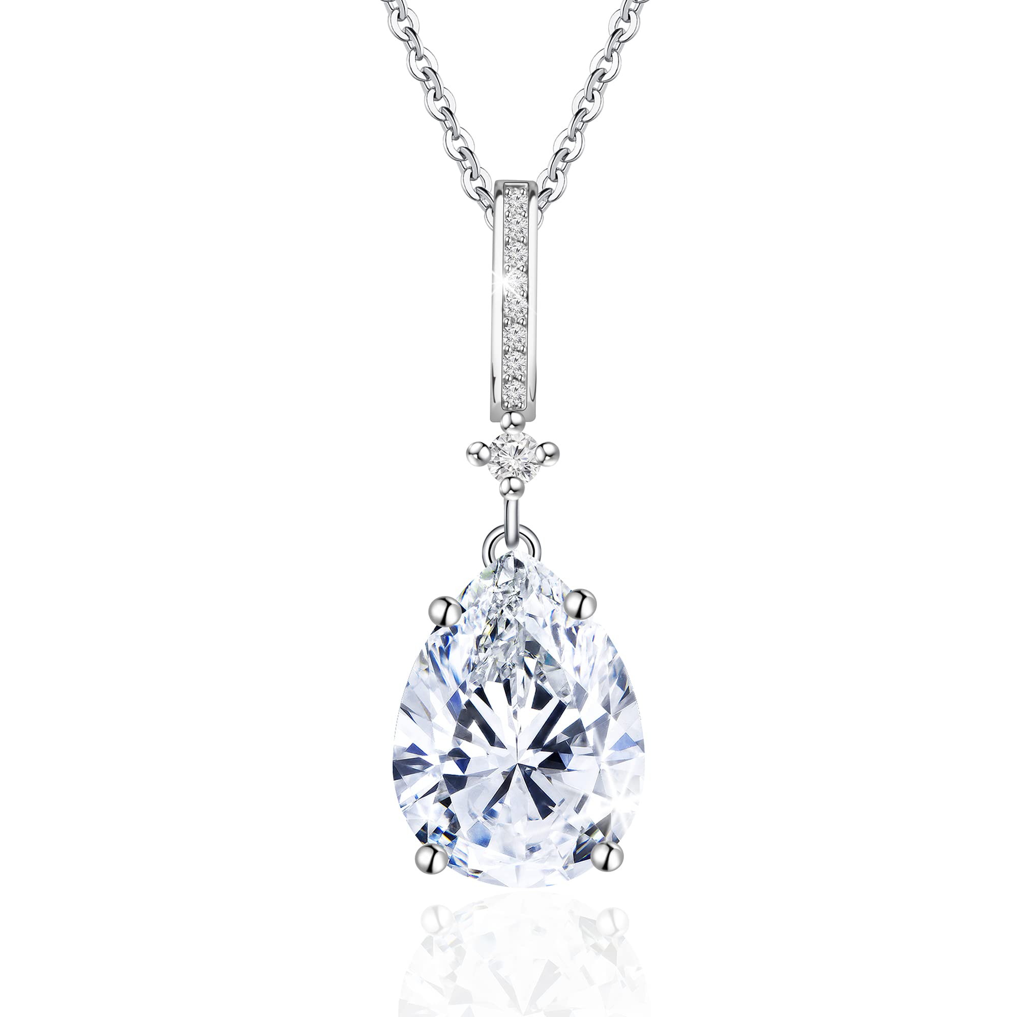 Elegant Water Drop Necklace - 925 Sterling Silver Zircon Pendant Clavicle Chain for Women | Minimalist Dainty Jewelry Birthday Gift for Her | Perfect for Weddings, Parties & Everyday Wear
