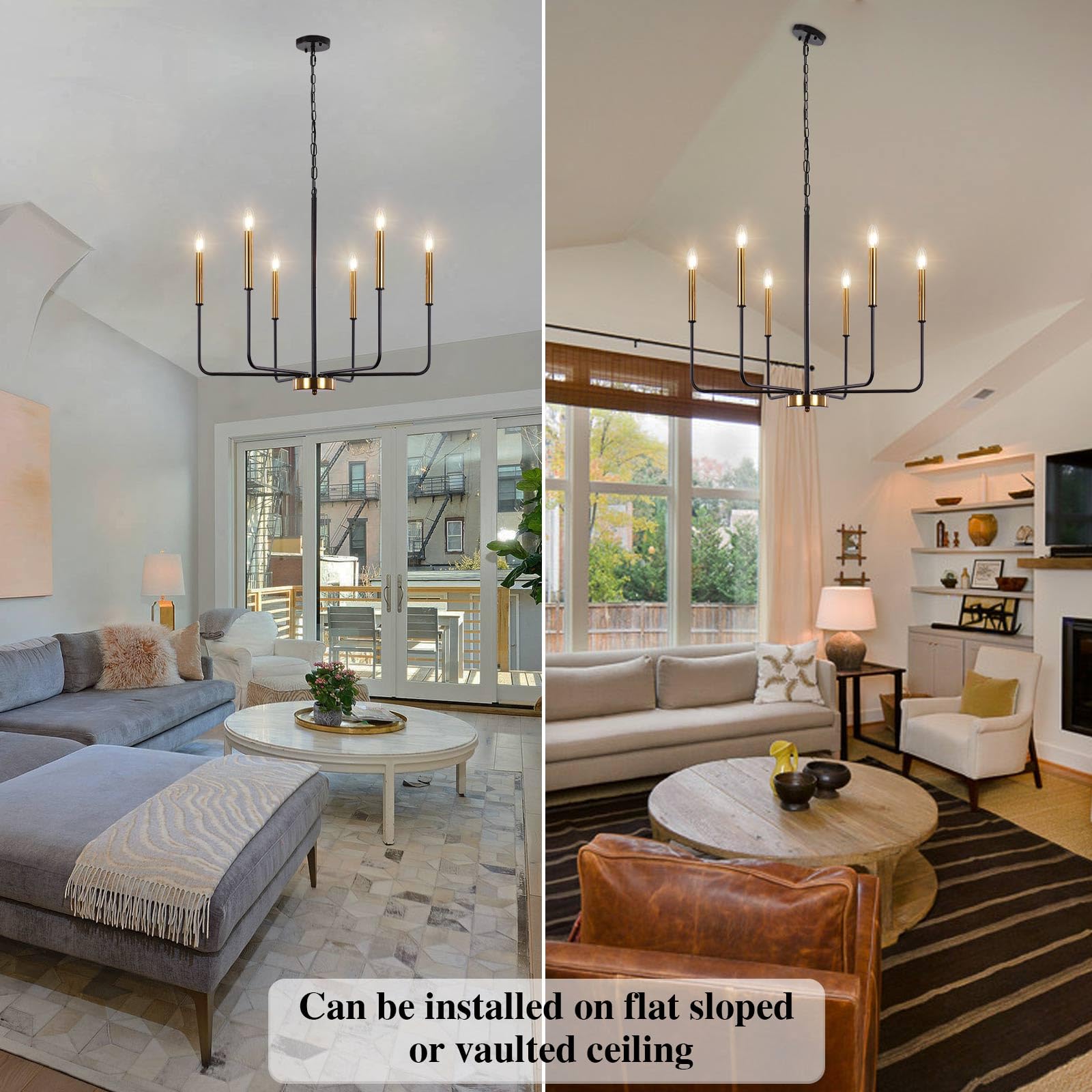 ETONIMERR 6-Light Modern Farmhouse Chandelier - 26 Inch Rustic Industrial Iron Ceiling Light Fixture for Dining Room, Kitchen, Foyer, Living Room & Bedroom | Perfect for Home Decor, Wedding Venues and Restaurant Lighting