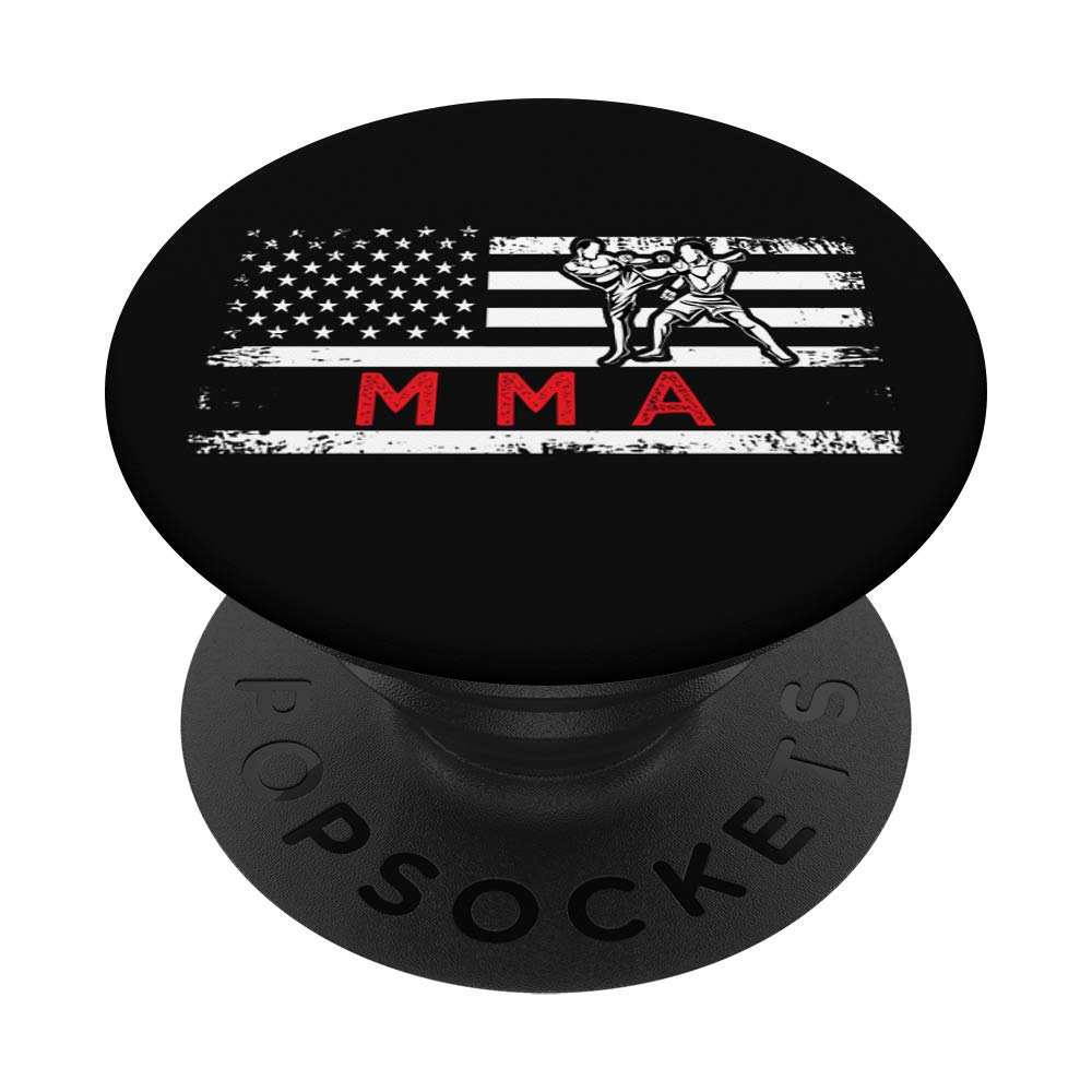 USA Flag MMA PopSocket - American Patriot Mixed Martial Arts Phone Grip & Stand for iPhone, Samsung | Perfect Gift for Fighters & MMA Fans | Gym, Training, Watching Fights