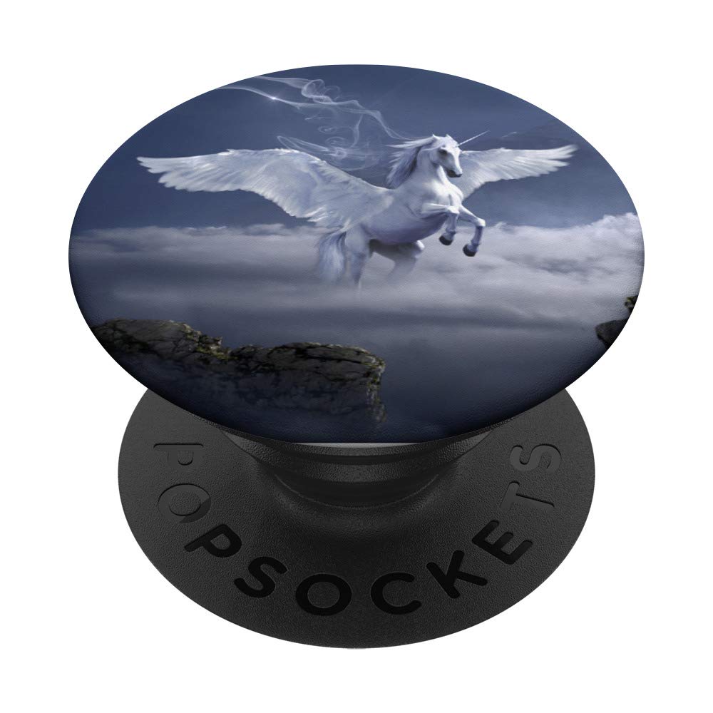 White Pegasus Unicorn Flying Design PopSockets PopGrip - Swappable Phone & Tablet Grip for iPhone, Samsung, iPad | Perfect for Gaming, Reading & Travel Accessories