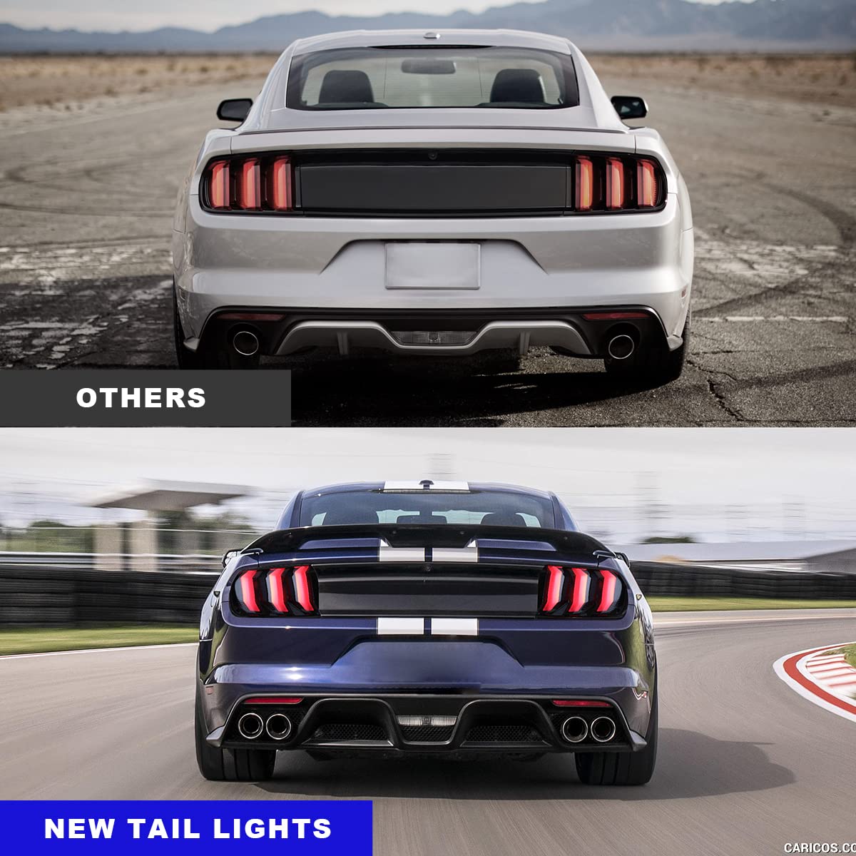 Winjet LED Tail Lights Assembly for 2015-2020 Ford Mustang - Full LED Sequential Turn Signal Lights (Smoke) - Driver & Passenger Side Replacement - Upgrade Your Mustang's Style & Visibility for Night Driving & Car Shows