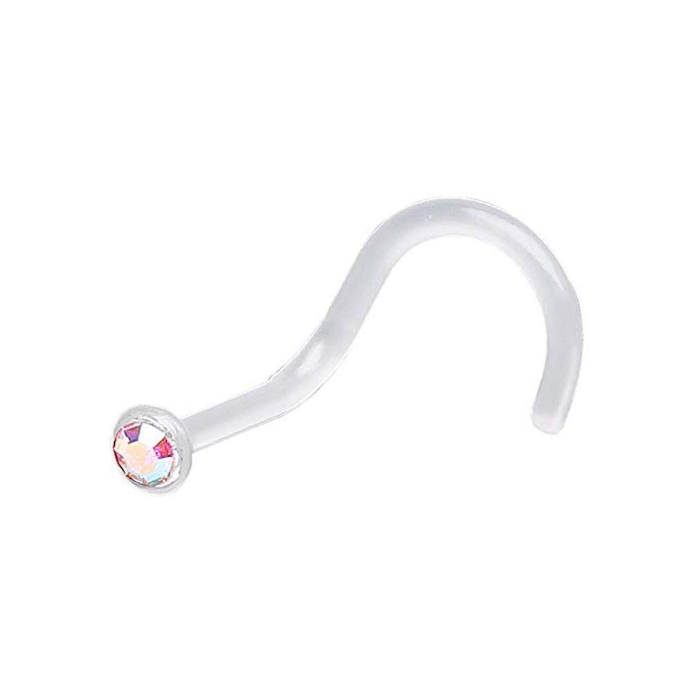 Bioflex 18Gauge Nose Screw with Press Fit CZ - Hypoallergenic Nose Ring for Sensitive Skin, Secure Press Fit Design, Perfect for Everyday Wear and Special Occasions
