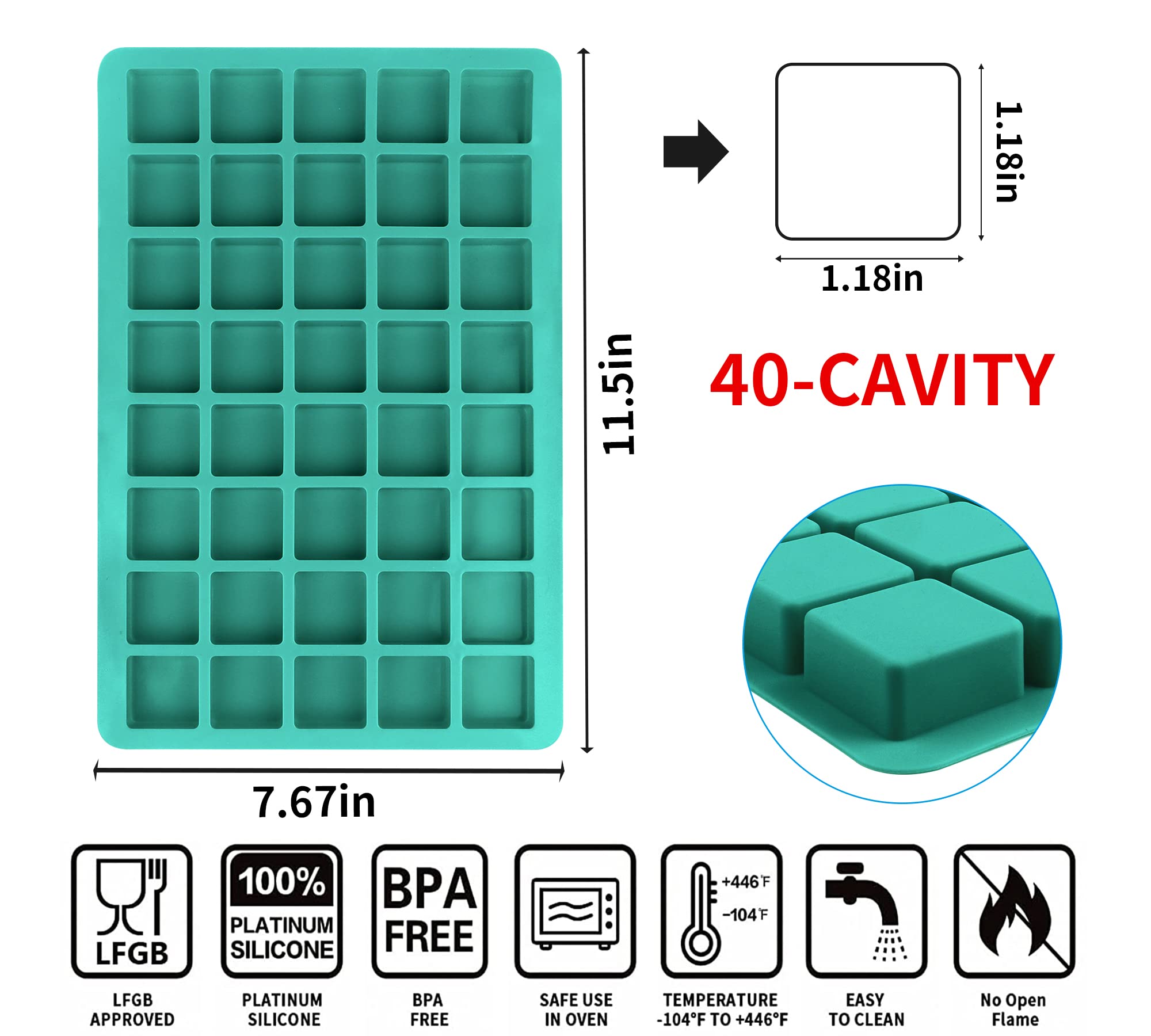 3Pcs Square Caramel Candy Mold Silicone - 40-Cavity Silicone Gummy Molds for Fat Bombs, Chocolate Truffles & Hard Candy - Perfect for Baking, Candy Making & Ice Cubes