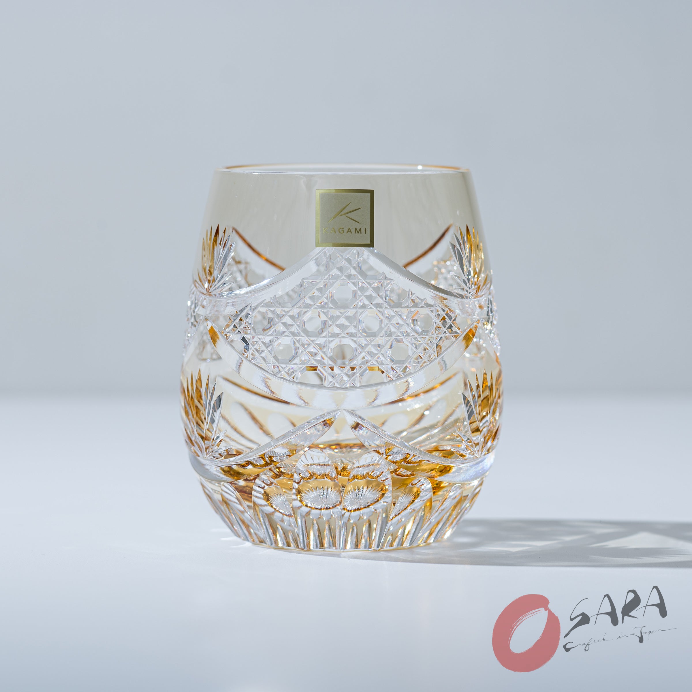 Premium KAGAMI Crystal Whiskey Glasses - Evening Calm Design, Elegant Japanese Cut Glass Tumblers for Scotch, Bourbon & Cocktails - Perfect for Home Bars, Dinner Parties & Gift Giving