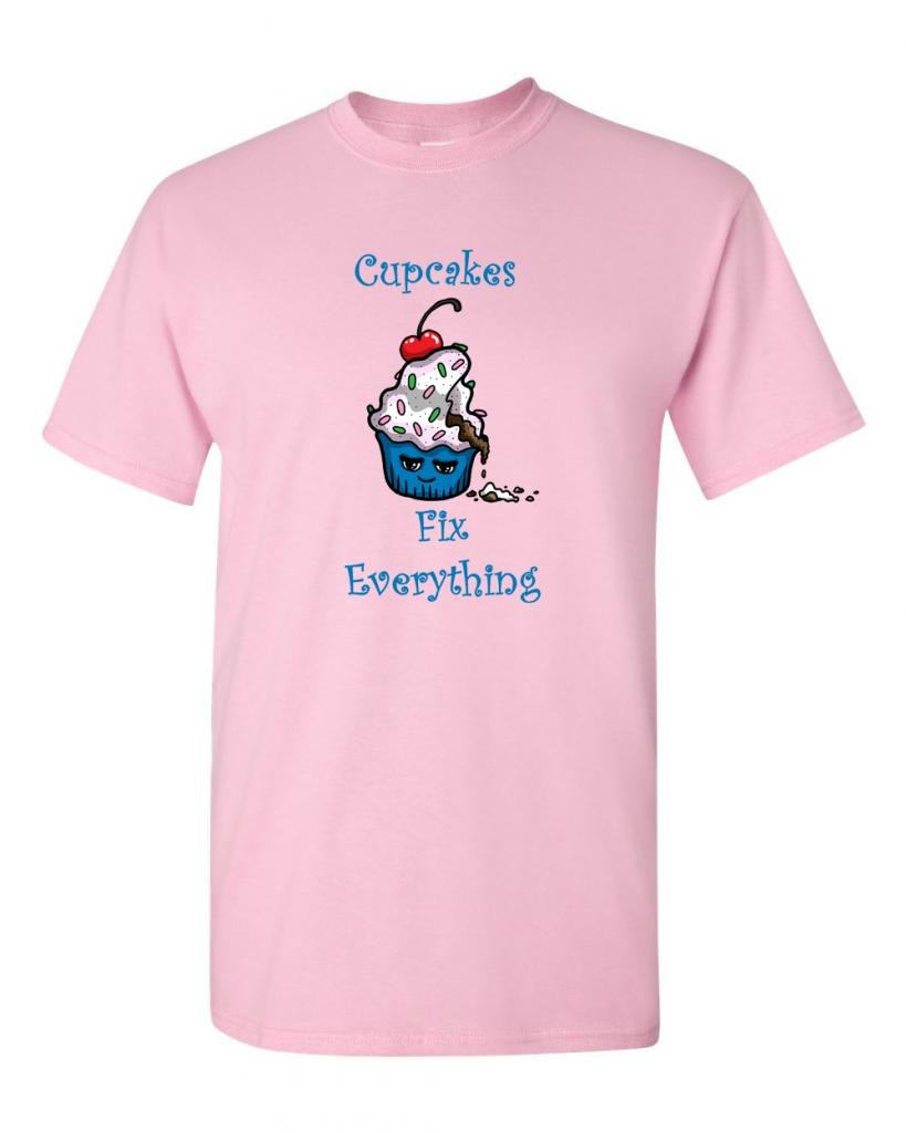 Funny Cupcakes Fix Everything Adult T-Shirt - Cute Graphic Tee for Women & Men - Perfect Gift for Baking Lovers & Humor Fans