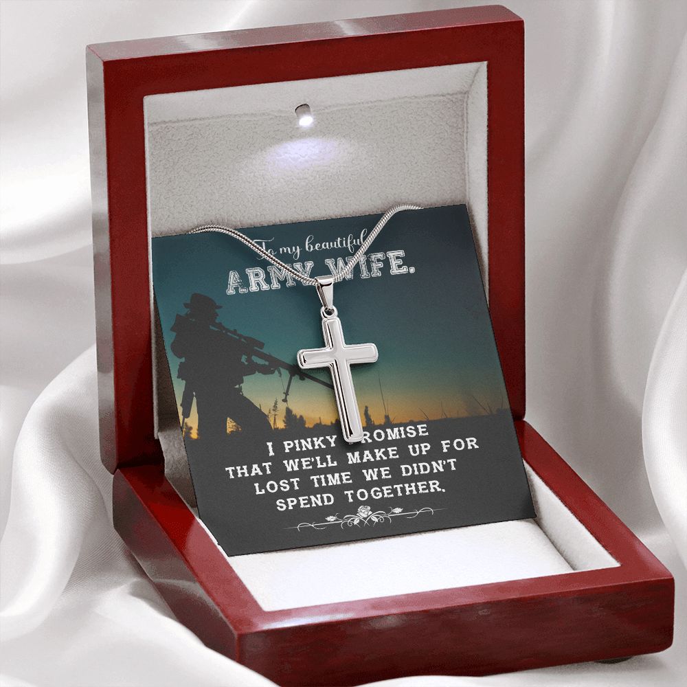 Army Wife Necklace - Military Spouse Jewelry Gift for Wife, Cross Pendant Necklace for Anniversary, Christmas & Special Occasions - Perfect for Military Appreciation, Deployment Gifts & Everyday Wear