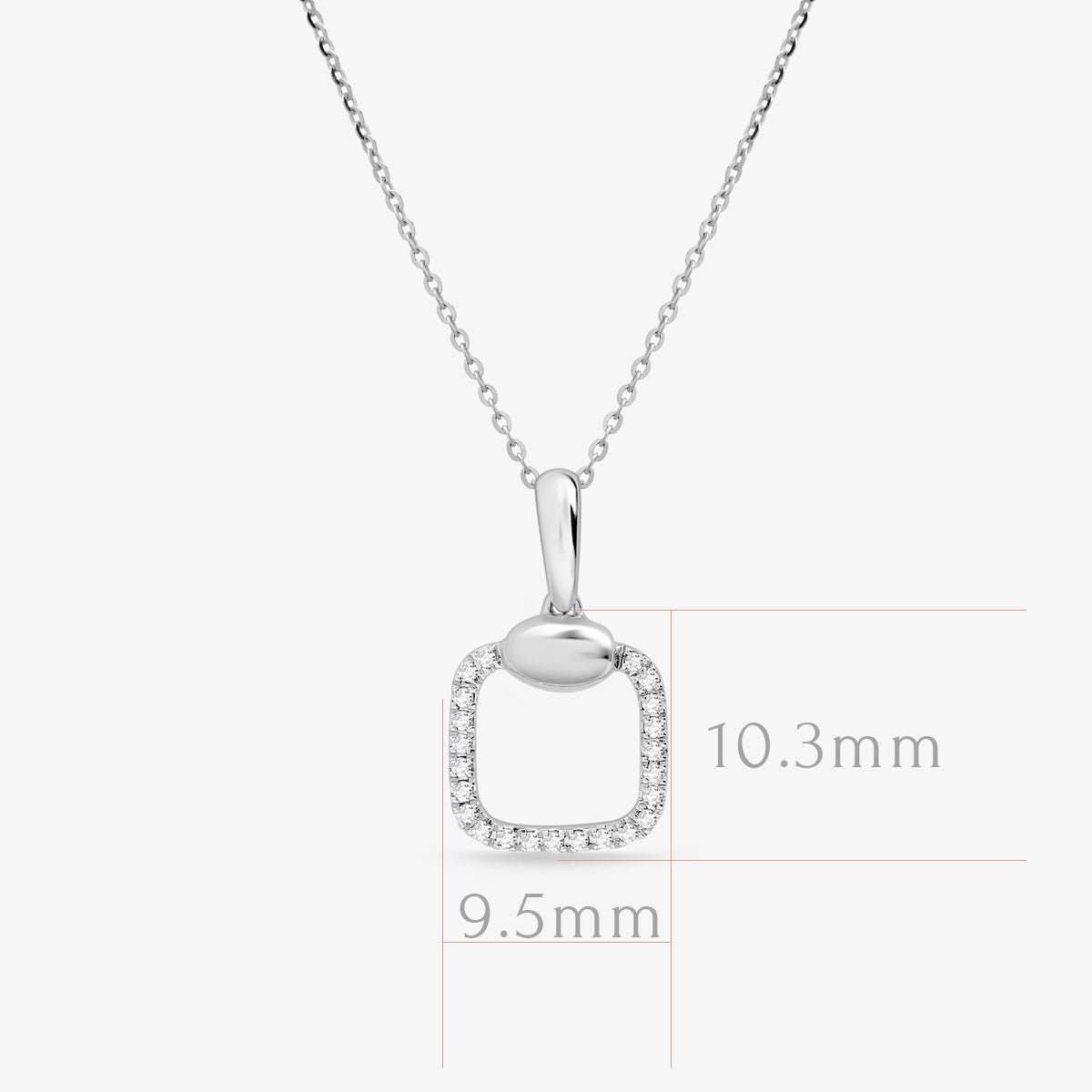 14K White Gold Diamond Pavé Square Cushion Pendant Necklace for Women - Elegant Gift for Anniversary, Wedding & Special Occasions