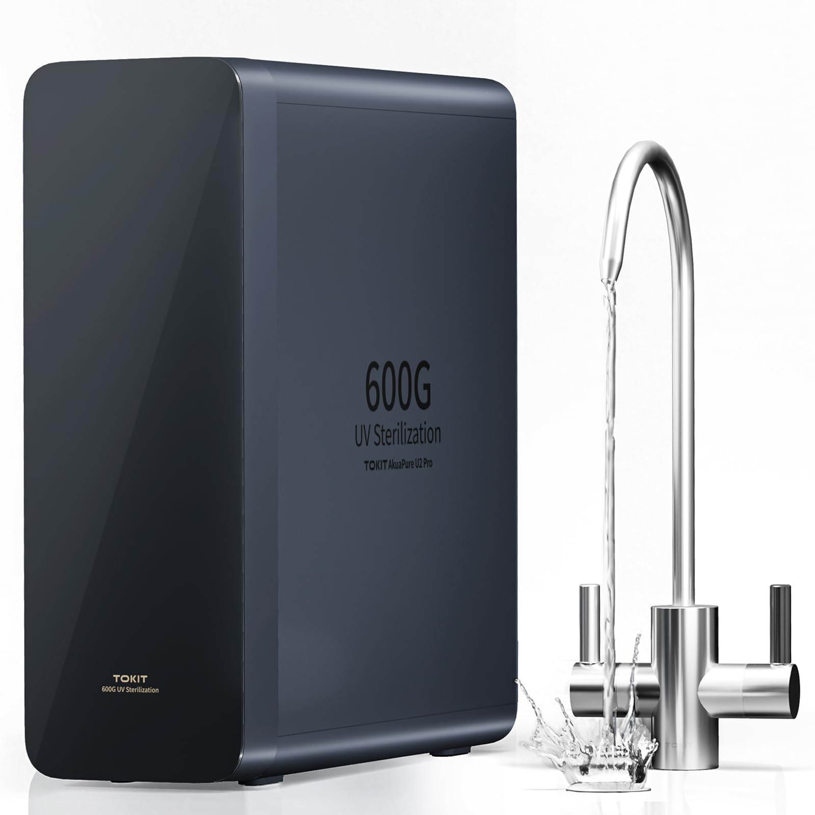 TOKIT UV Reverse Osmosis Water Filter System - U2 Pro Alkaline Mineral Under Sink Water Purifier, 600 GPD Tankless RO Filtration, NSF/ANSI 58 Certified, 2:1 Pure to Drain Ratio, TDS Reduction, Dual Faucet Design for Clean Drinking & Cooking Water
