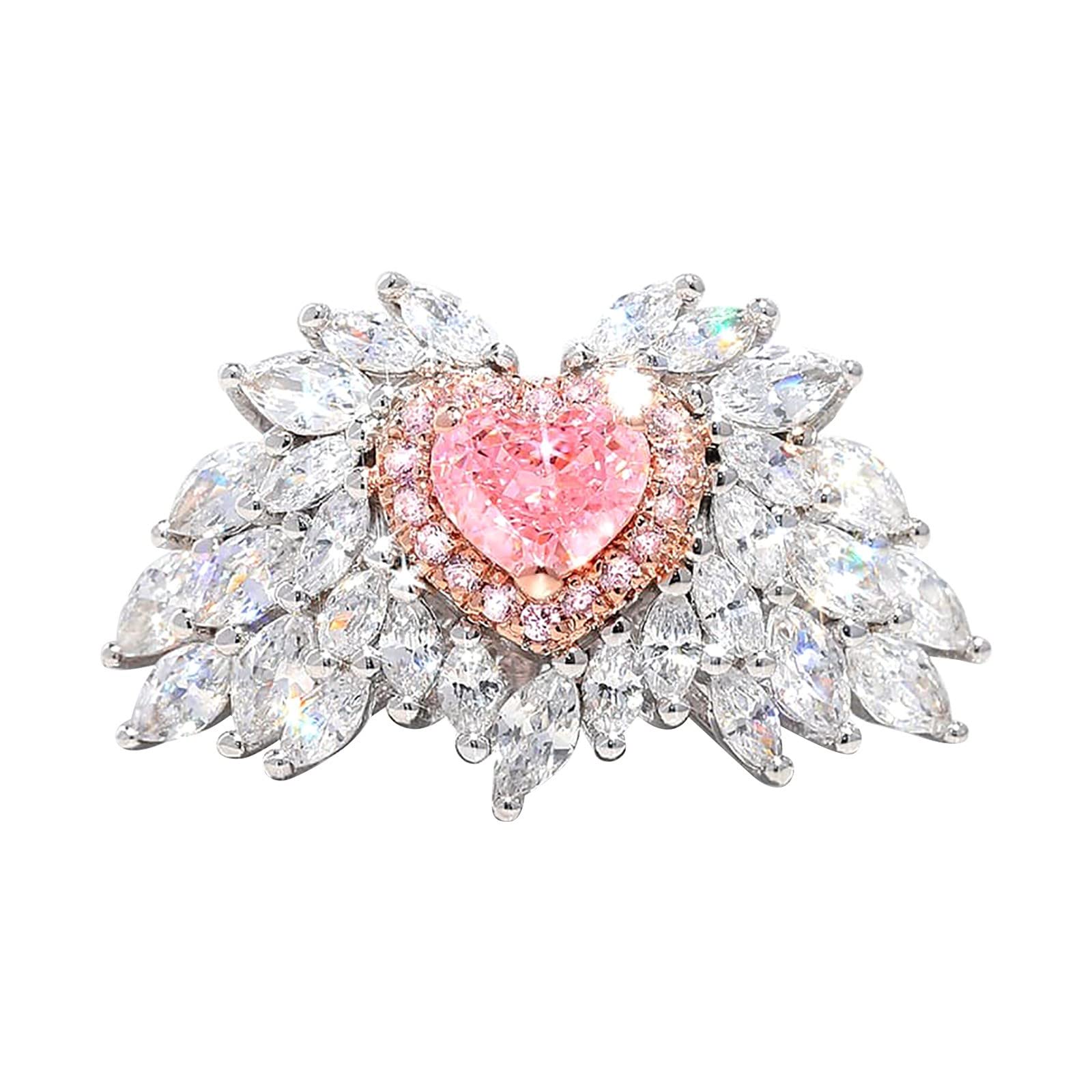 Heart Gemstone Love Ring for Women - Adjustable Retro Gift for Her