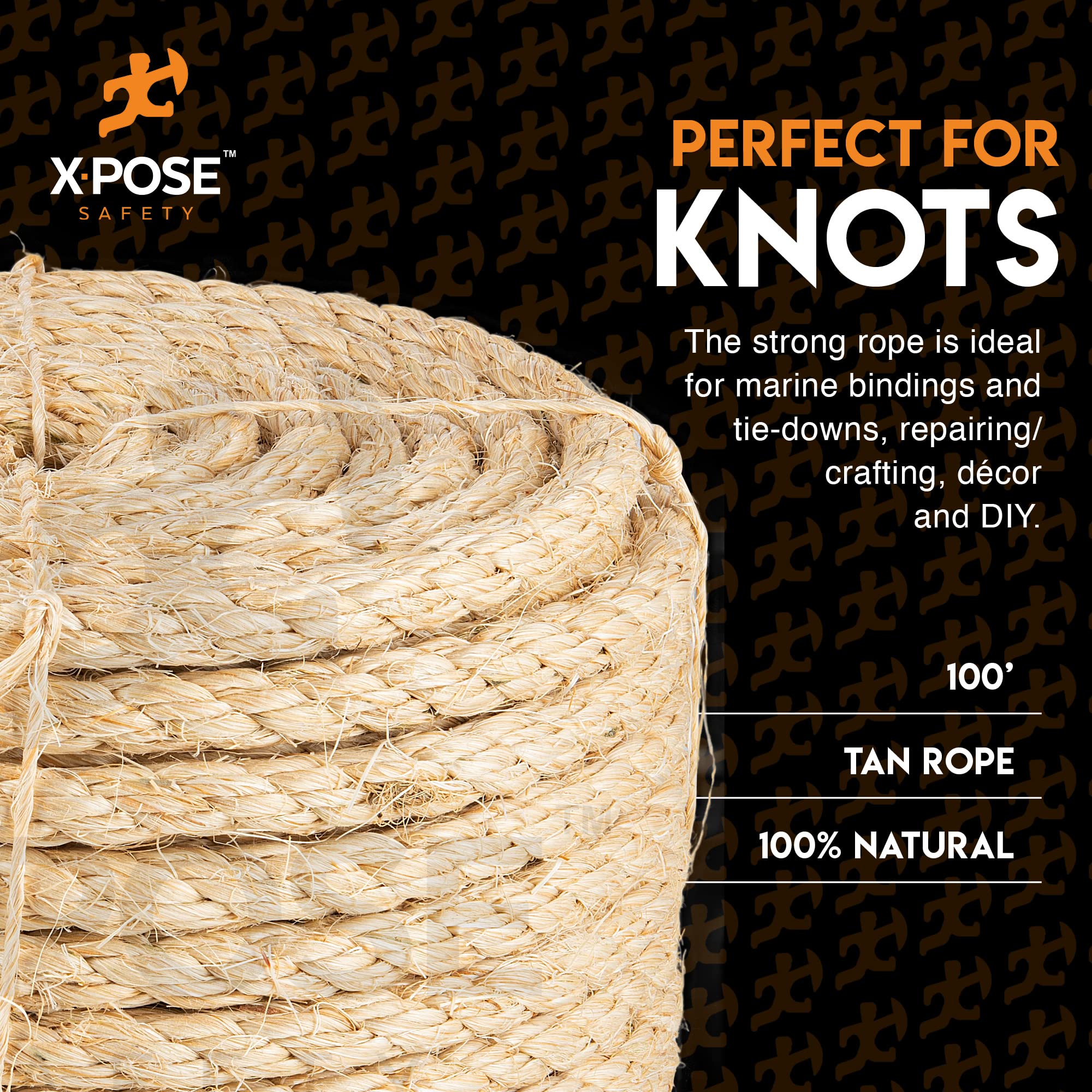 Premium 1/2 Inch Thick Sisal Rope - 100 Ft Natural Fiber Rope for Cat Scratching Post, Cat Tree, DIY Crafts - Heavy Duty Durable Indoor/Outdoor Use - Perfect for Pet Furniture, Home Decor & Garden Projects