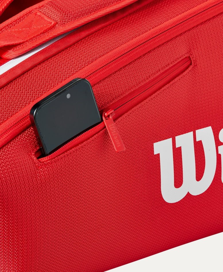 Wilson Super Tour 6-Pack Tennis Bag (2025) - Durable Red Tennis Backpack for Men & Women - Perfect for Tennis Tournaments, Practice & Gym Storage