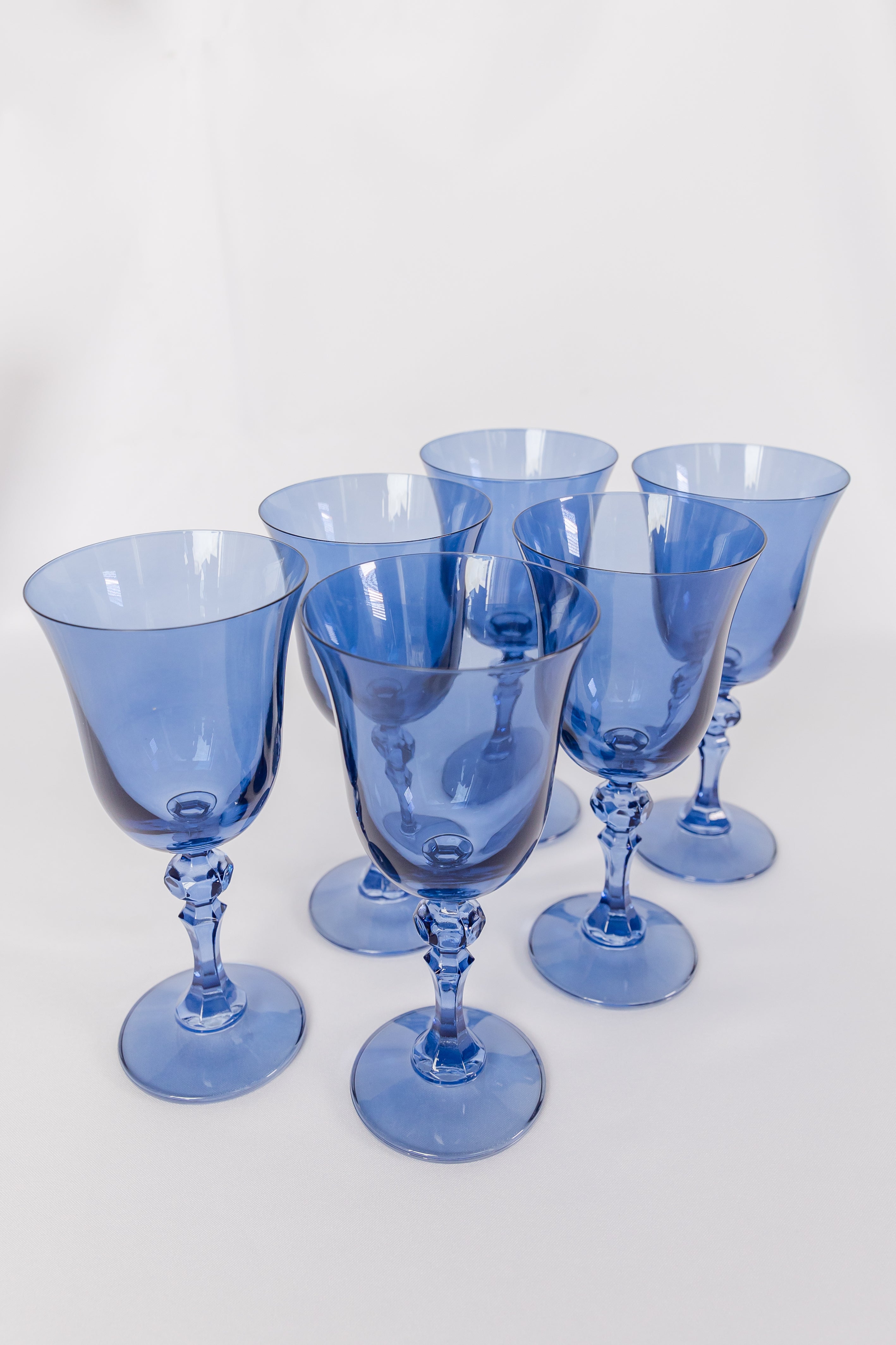 Estelle Colored Regal Goblet Set of 6 - Cobalt Blue Wine Glasses for Elegant Dinner Parties & Wedding Receptions
