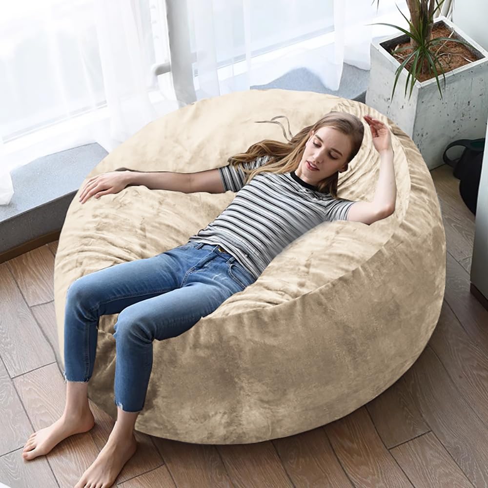 4FT Big Bean Bag Chair for Adults - Memory Foam Filled, Ultra Soft Plush Lounge Chair - Perfect for Living Room, Bedroom, Dorm & Game Room - Comfortable Reading & Relaxation Chair (Blue)