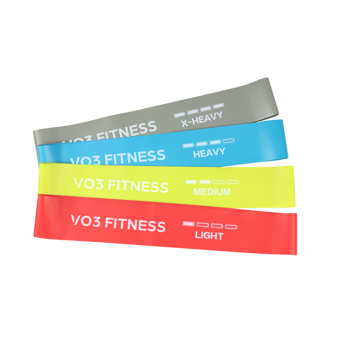 VO3 Resistance Loop Bands Set of 4 - Premium Exercise Bands for Home Workouts, Physical Therapy & Strength Training - Perfect for Yoga, Pilates, Fitness & Rehabilitation