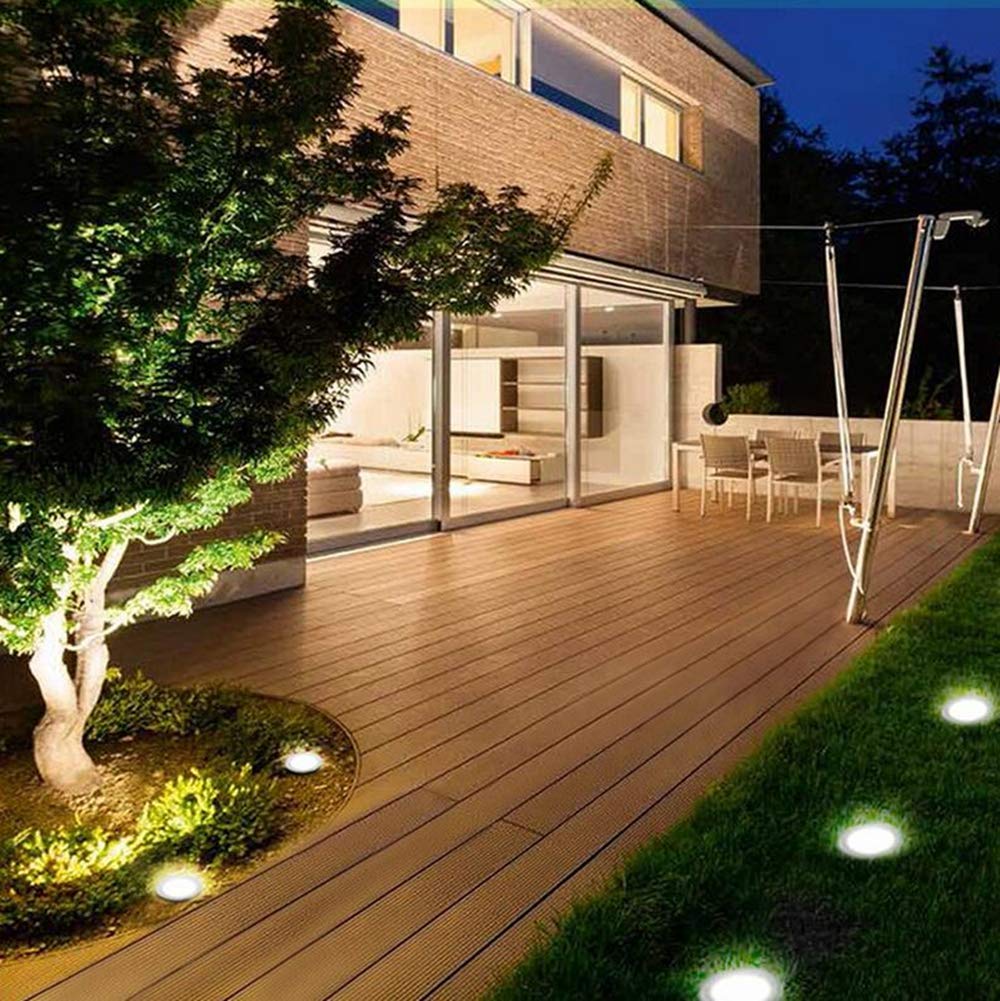 48 LED Solar Ground Lights - Solar Powered Outdoor Pathway Lights for Garden, Yard, Patio, Lawn & Driveway - Waterproof Disk Lights for Landscape & Walkway (4 Pack, White) - Perfect for Nighttime Safety & Garden Decoration