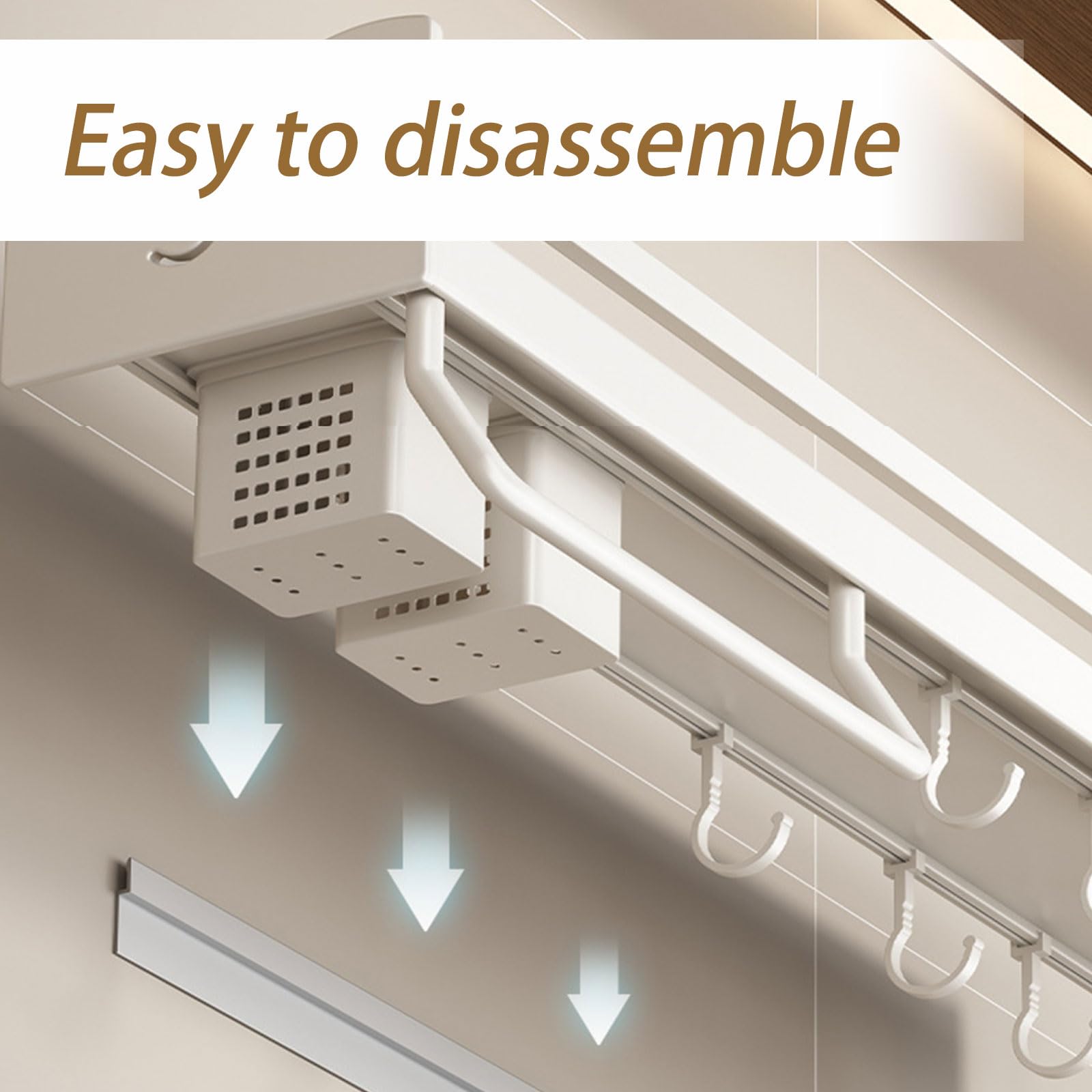 Dxcaicc Wall Mounted Kitchen Utensil Organizer Shelf with Hooks - 19.6 Inch Spice Rack & Storage Shelf for Spatulas, Spoons, Towels, and Spice Jars - Perfect for Small Kitchen Organization and Space Saving
