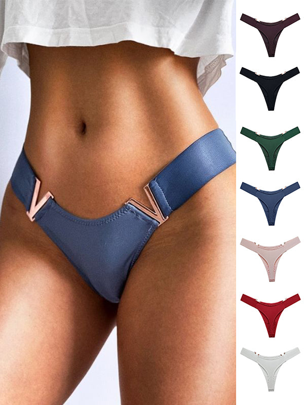 ZASUWA Women's V-Neck Solid Color Underwear - Comfortable & Breathable Panties for Daily Wear, Yoga, and Sleep