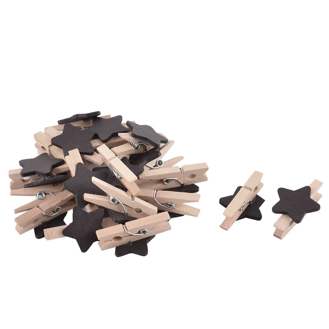 20pcs Black Star Shaped Wooden Photo Clips - Decorative Card Holder & Spring Pegs for Scrapbooking, Bulletin Boards, Photo Displays & Craft Projects