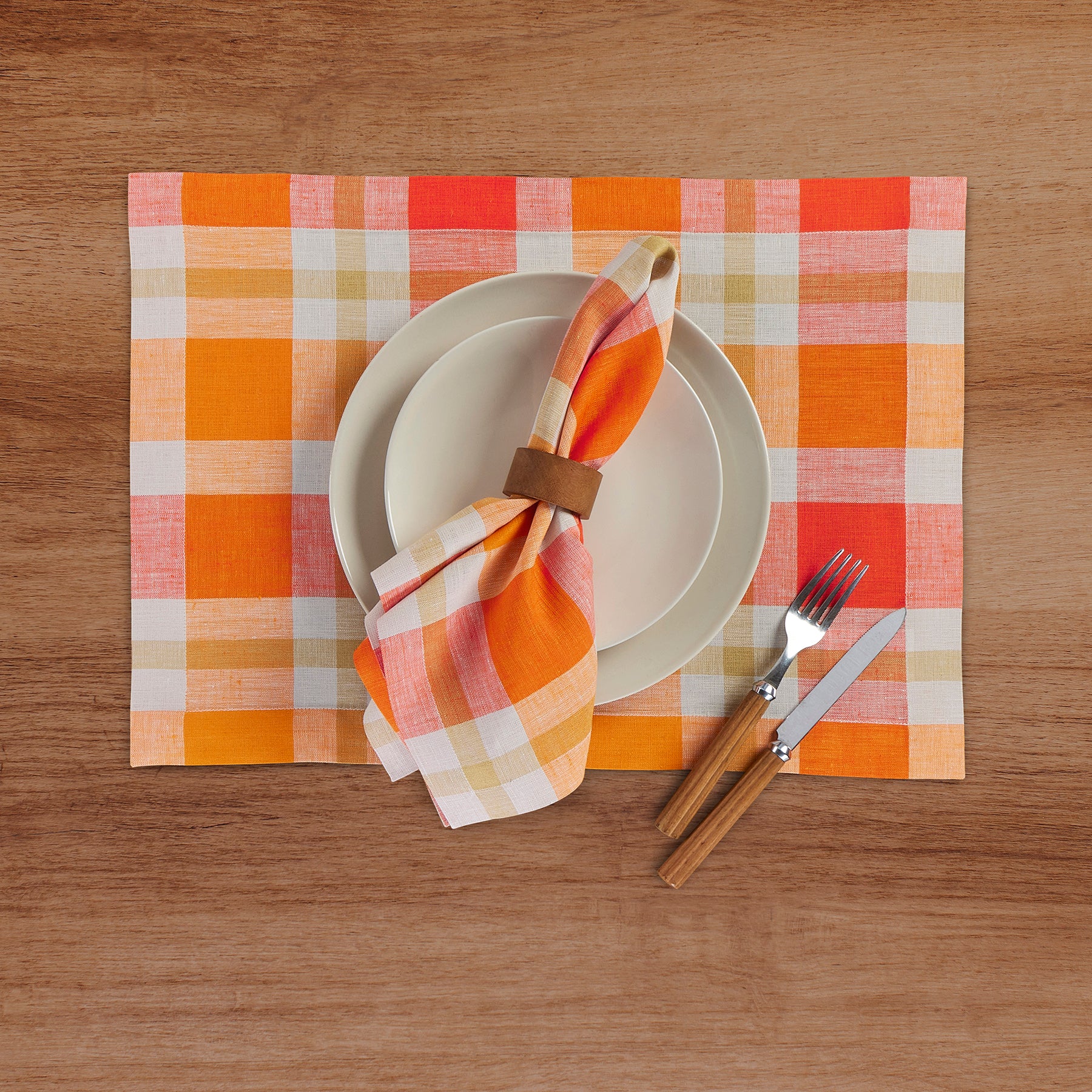 Fall Buffalo Check Placemats Set of 4 - Rustic Farmhouse Table Decor for Thanksgiving, Christmas & Seasonal Dining - Waterproof & Washable Cotton Fabric