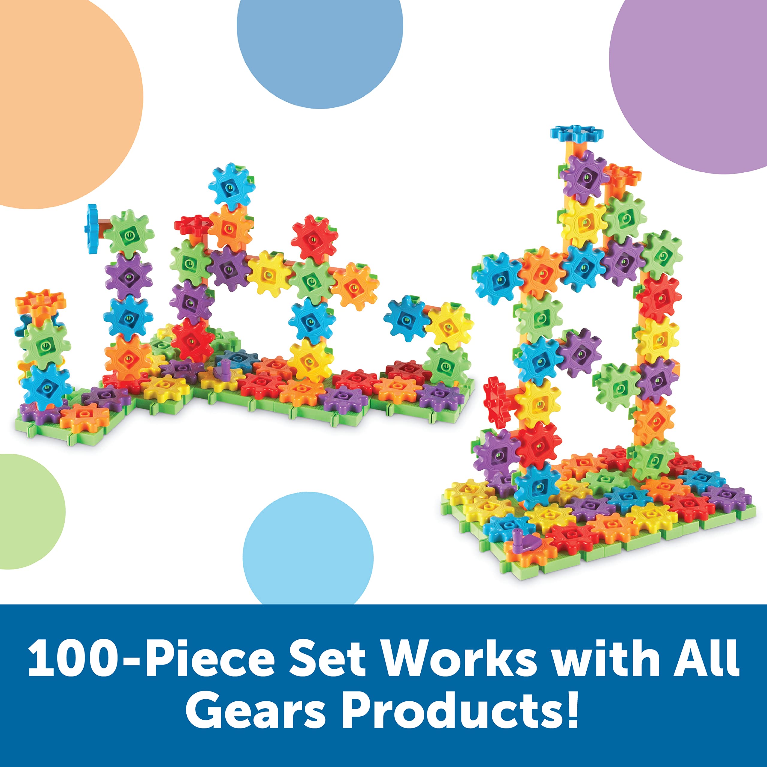 Learning Resources Gears! Gears! Gears! 100-Piece Deluxe Building Set - STEM Construction Toy for Kids Ages 3+, Preschool Educational Building Kit with Interlocking Gears - Perfect for Classroom, Birthday Gifts & Creative Play