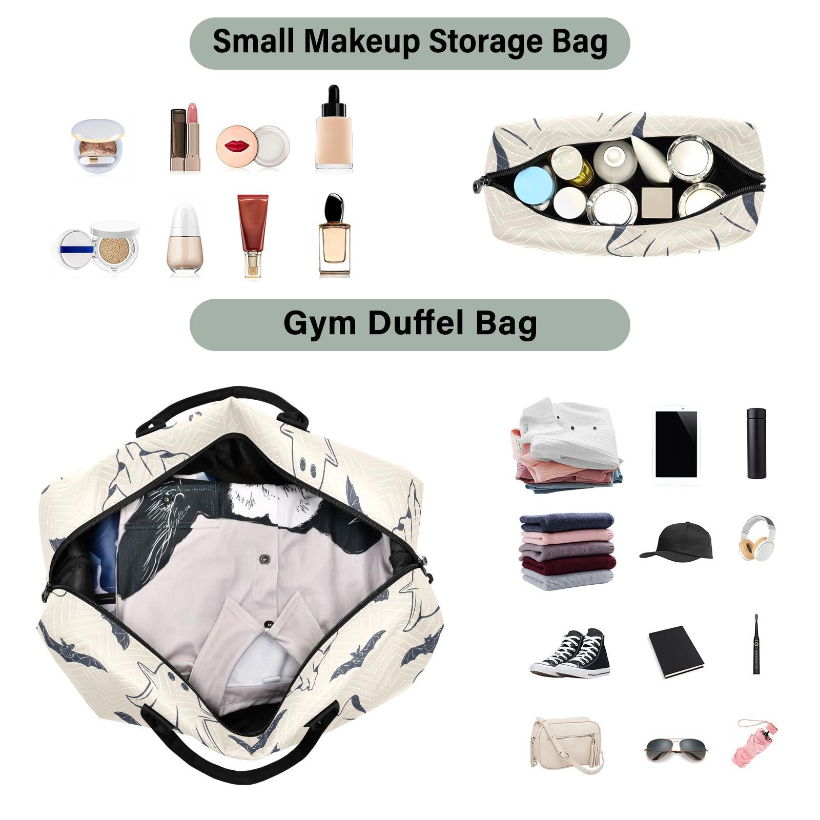 **Spooky Halloween Weekender Bag for Women - Large Travel Duffel with Trolley Sleeve & Toiletry Pouch - Gym, Overnight, Carry-On Tote - Perfect for Travel, Workouts & Weekend Getaways**