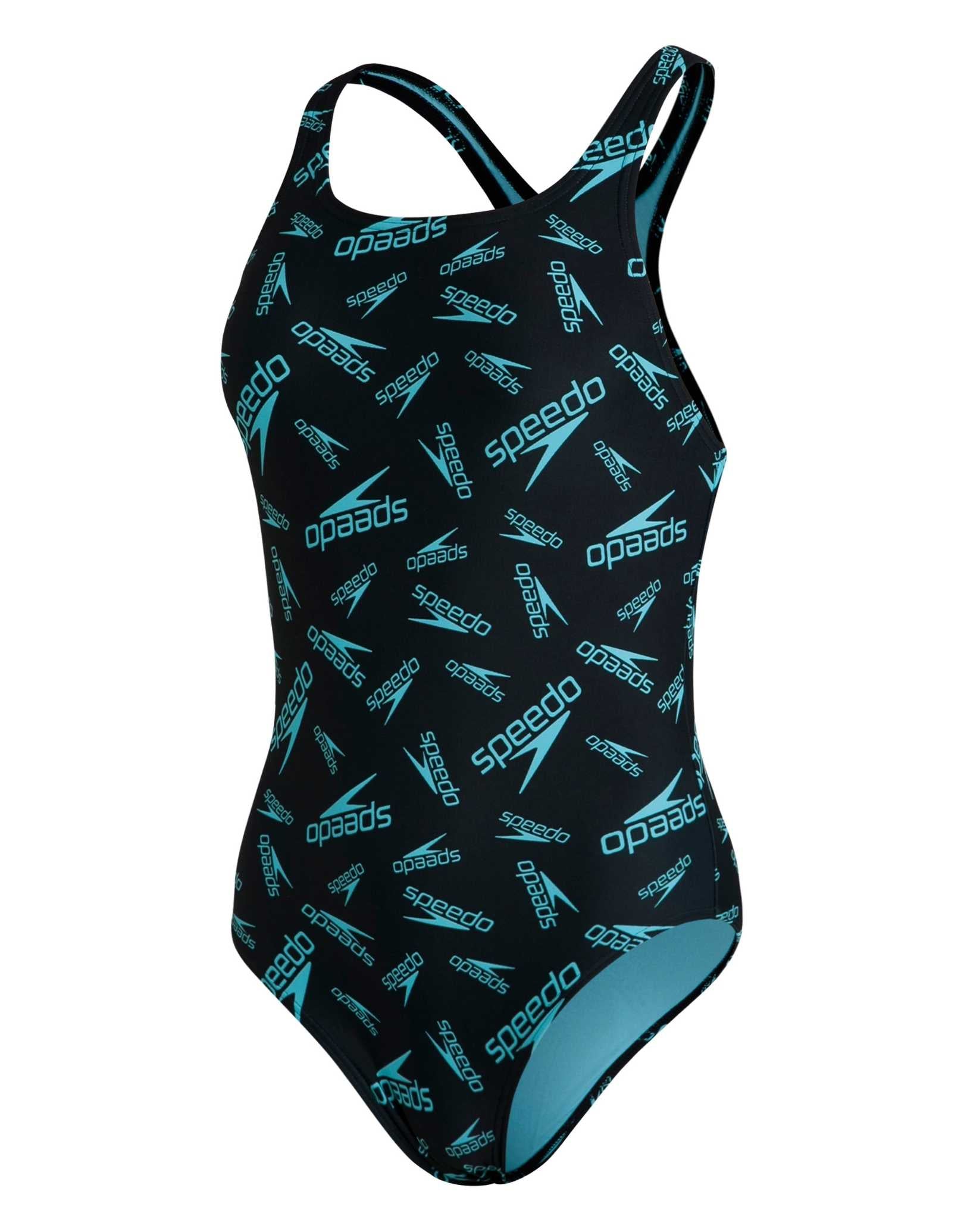 Boom Logo Allover Medalist Swimsuit for Women - High-Performance Competitive Swimwear in Blue - Perfect for Pool, Beach, and Water Sports