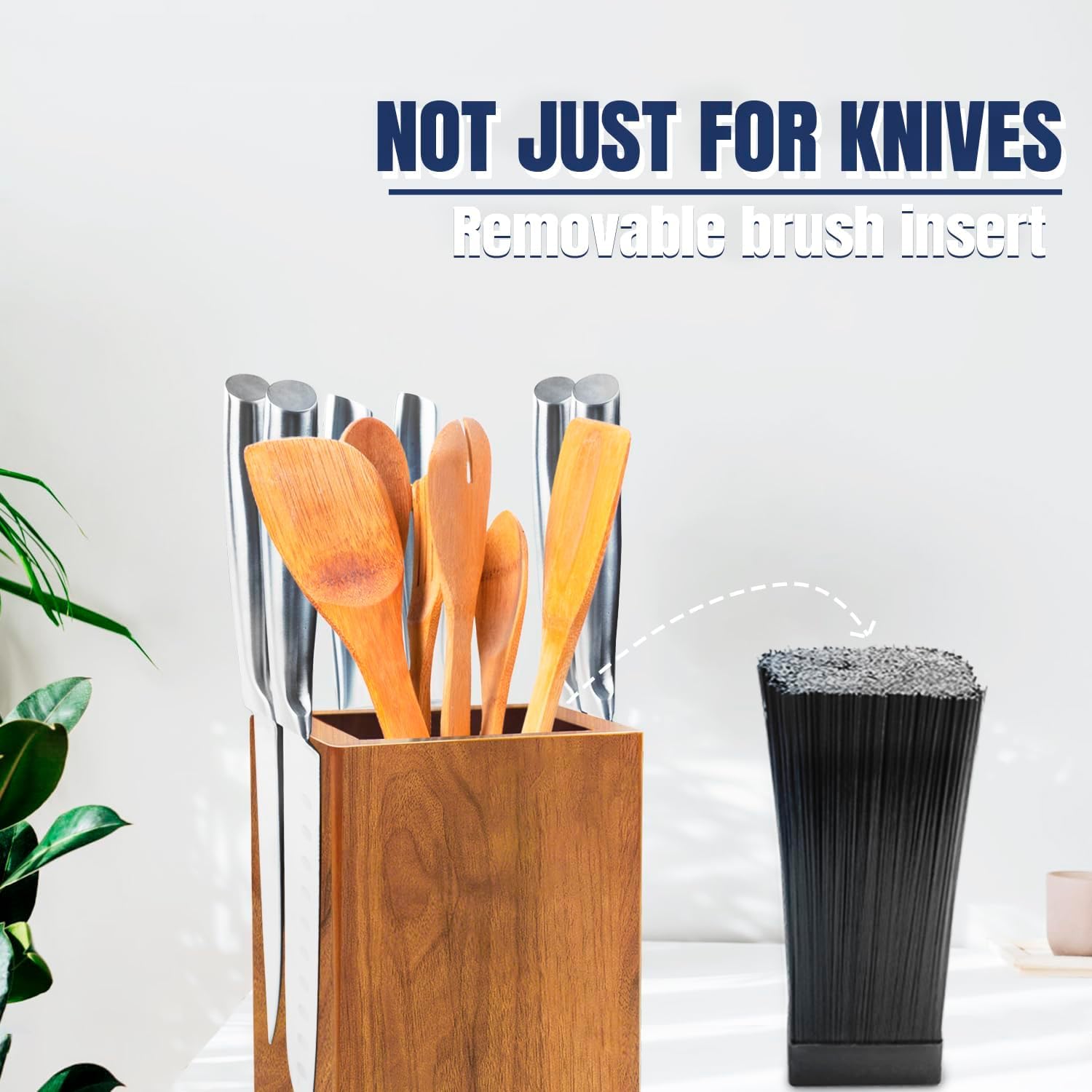Dmore 360° Rotating Magnetic Knife Block - Extra Large Acacia Wood Knife Holder Stand for Kitchen Countertop | Knife Storage for Chefs & Home Cooks | Perfect for Organizing Knives, Scissors & Utensils