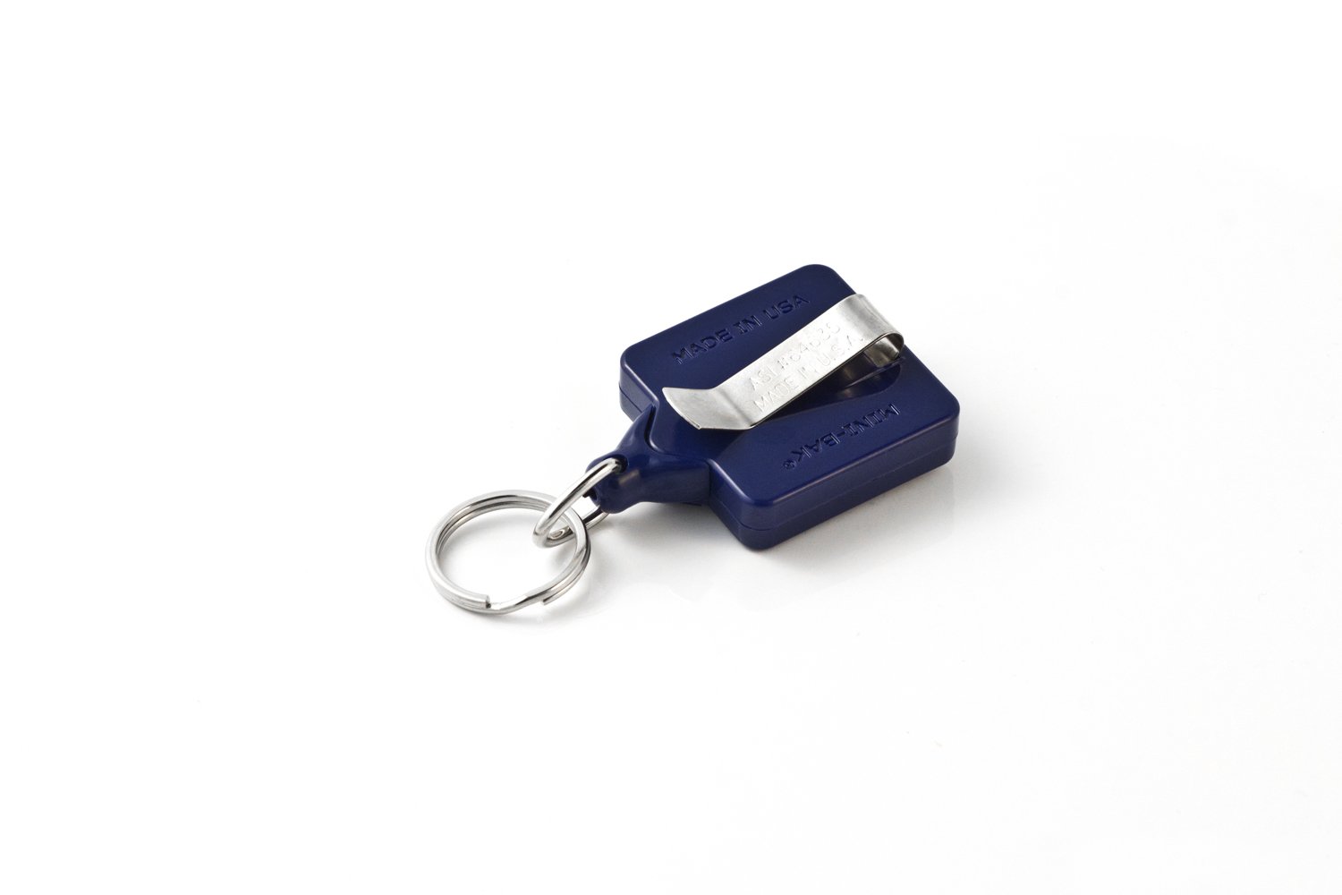 KEY-BAK Mini Retractable Key Holder with Steel Clip - Blue for Home & Office Use