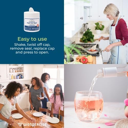 Wondercide Indoor Fruit Fly Traps - Natural Fruit Fly Killer for Home & Kitchen - Safe for Pets & Kids - Plant-Based, Made in USA - 5.4oz (2-Pack) - Perfect for Countertops, Pantries & Restaurants