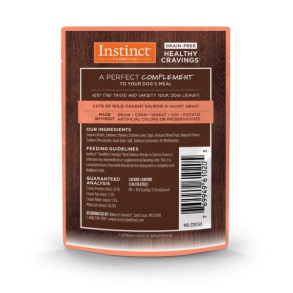 Instinct Healthy Cravings Real Salmon Recipe Grain-Free Wet Dog Food Pouches - High Protein Natural Puppy & Adult Dog Food - Perfect for Travel, Hiking & Training Treats