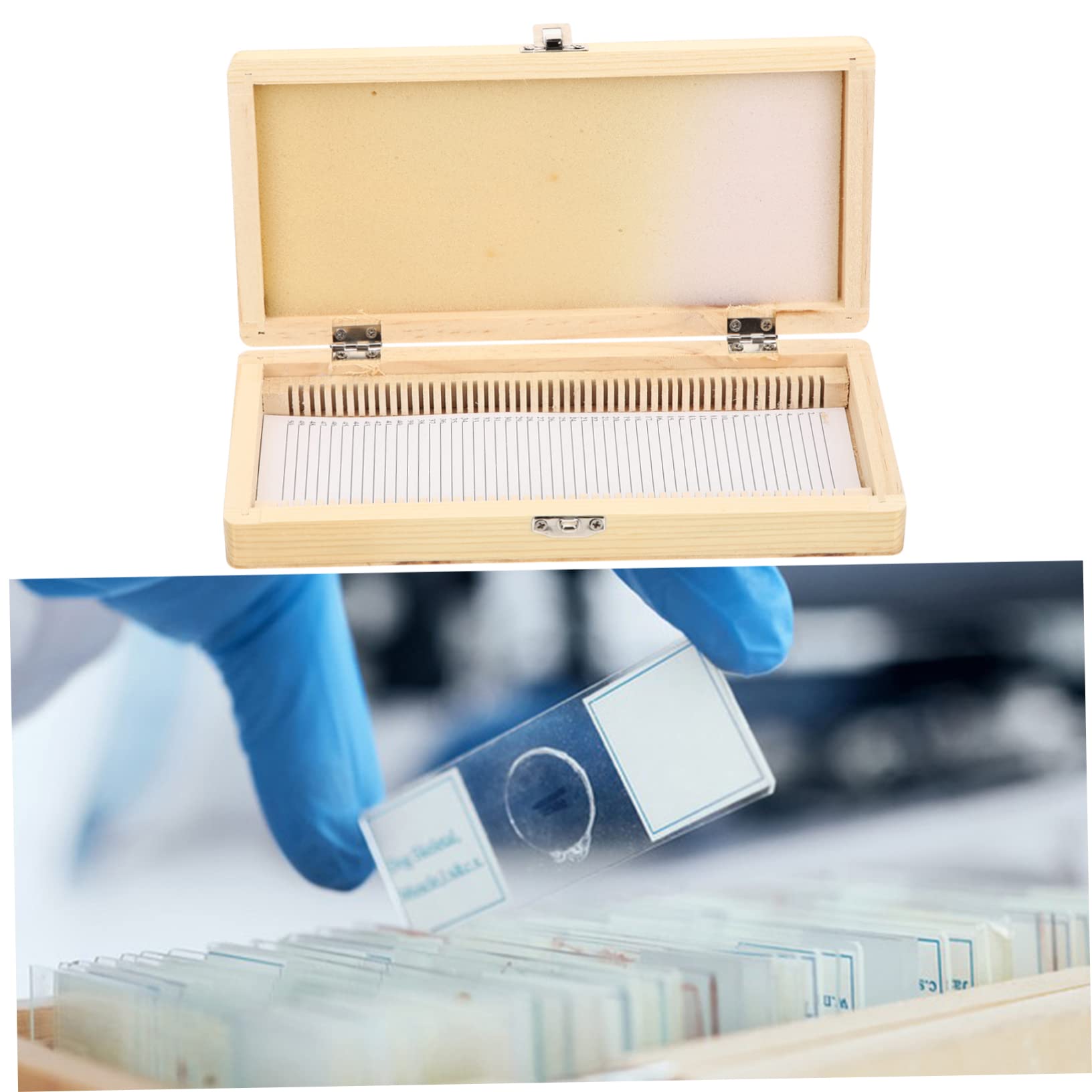 Healvian 5-Piece Slide Storage Box Set - Stainless Steel & Wooden Microscope Slide Organizer with Slide-Out Bins - Perfect for Lab, Classroom, and Home Science Experiments