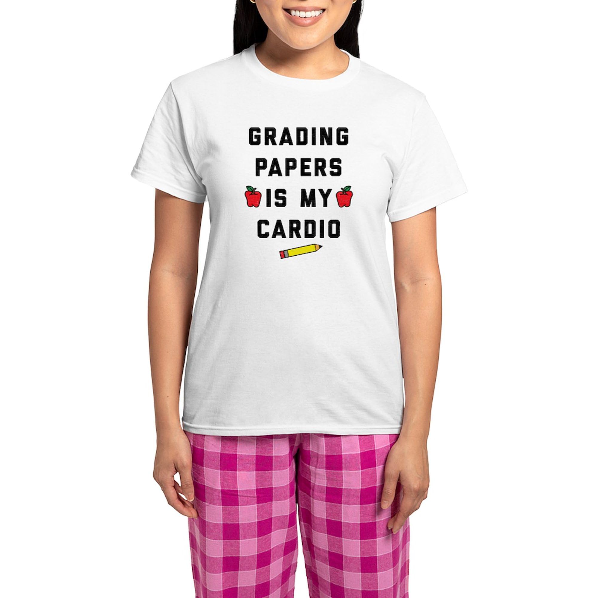 Grading Papers Is My Cardio Women's Light Cotton Pajama Set - Comfortable Sleepwear for Teachers & Educators - Perfect for Lounging, Sleeping & Relaxing at Home