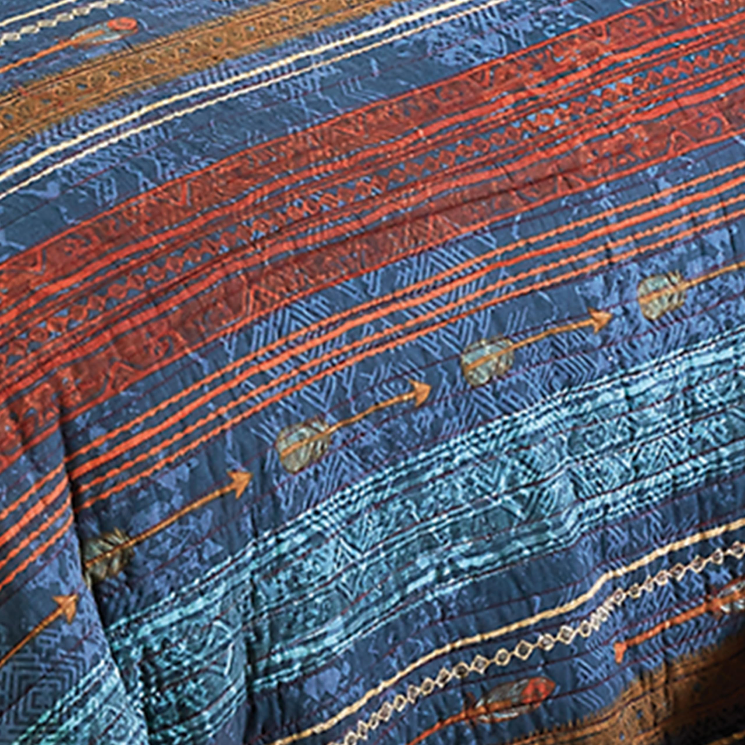 Black Forest Décor Sunset Arrows King Quilt Set - 100% Cotton Blend Lightweight Bedspread, Machine Washable Western Style Quilt with Tribal Patterns (110