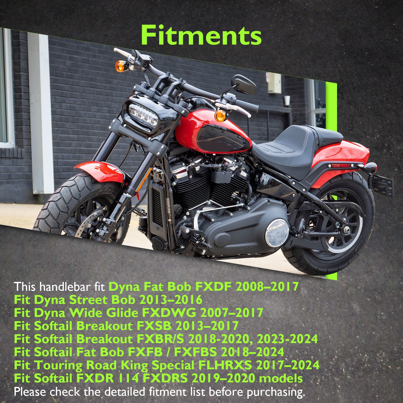 2018-2023 Harley Softail Fat Bob FXFB/S & Breakout FXBR/S Gloss Black 1.25
