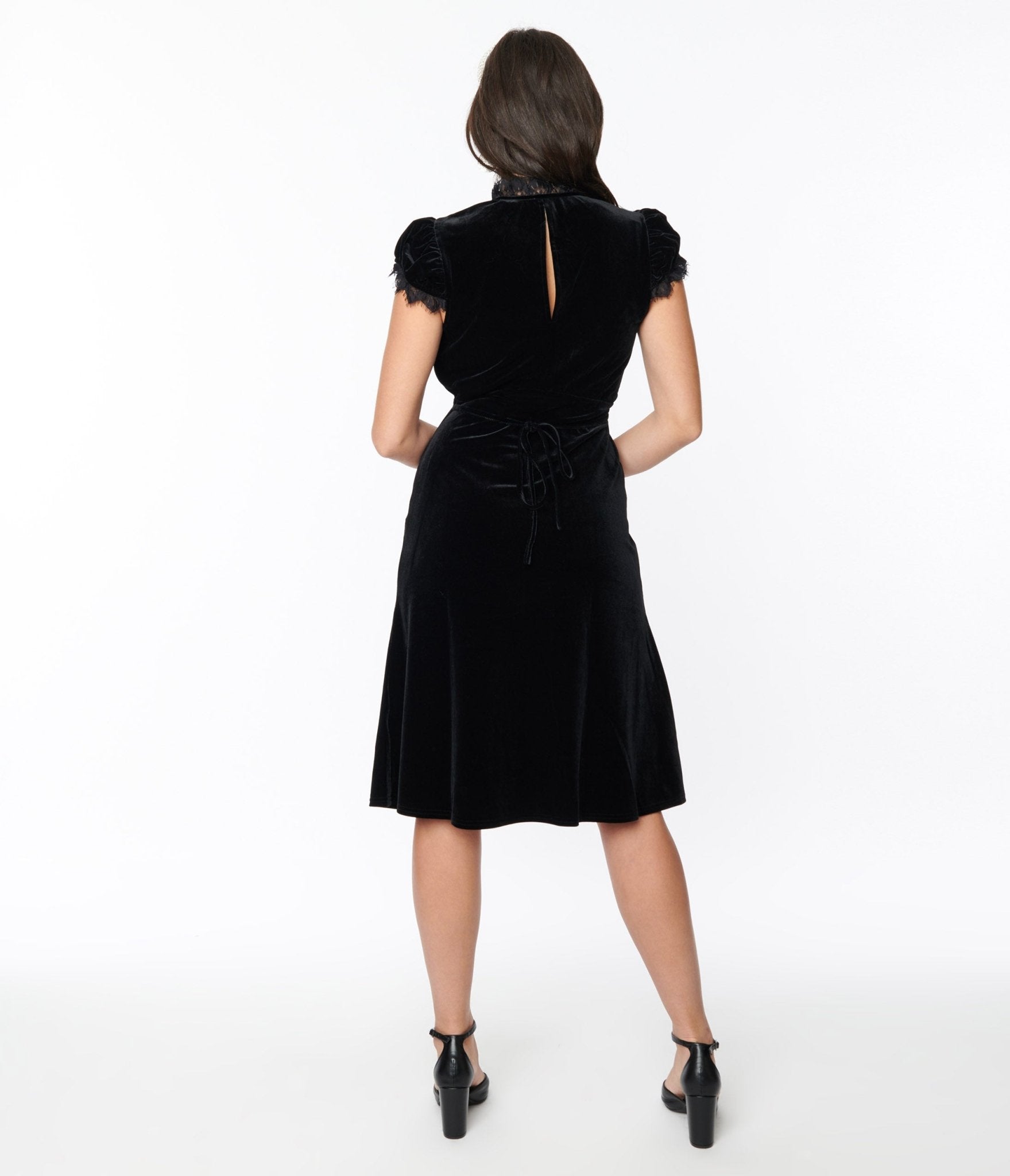 Black Velvet Lace Midi Shift Dress - Elegant Party & Evening Wear for Women | Formal Occasions, Holiday Outfits, Date Night Dresses