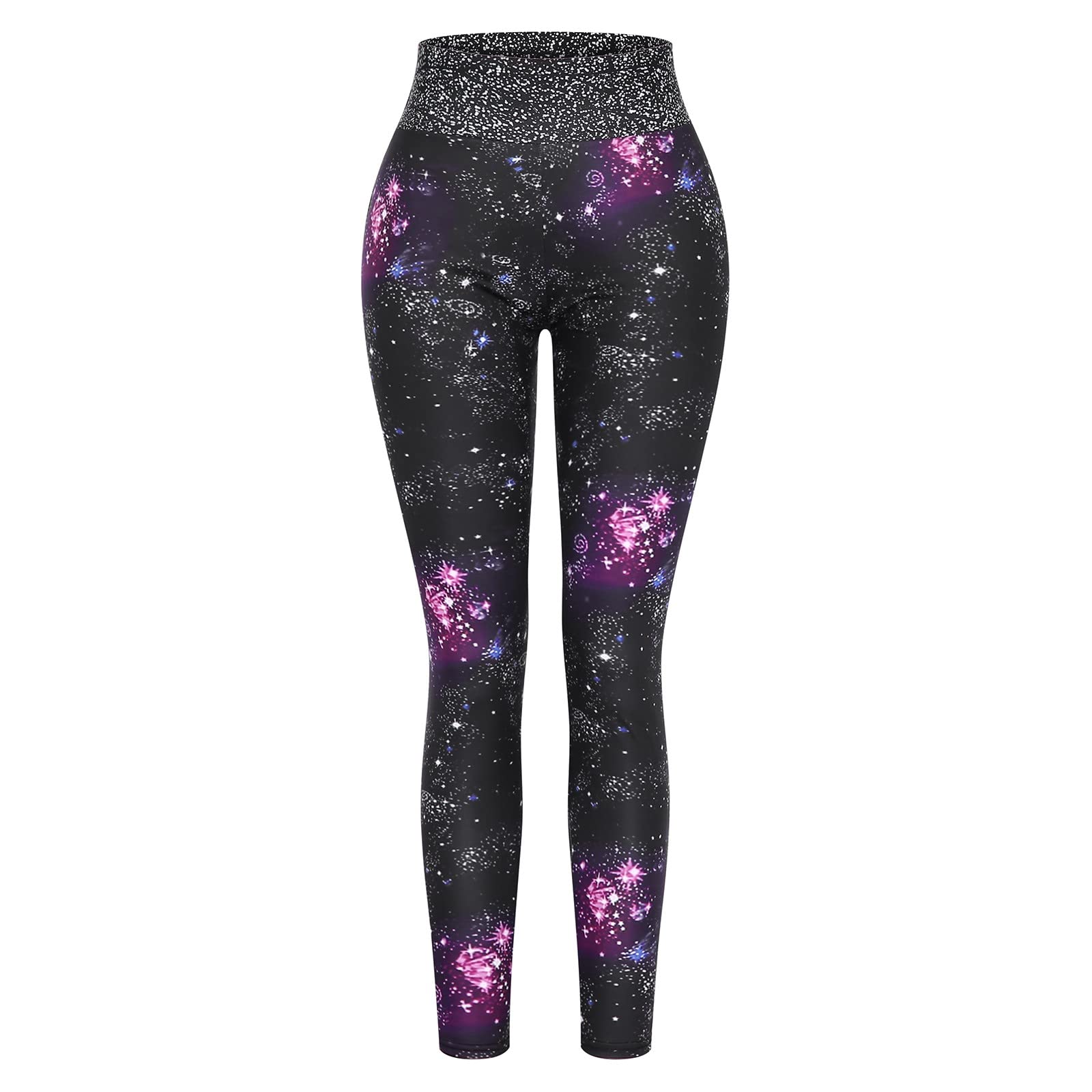 Bblulu High Waisted Yoga Pants for Women - Tummy Control Workout Leggings, Athletic Exercise Pants with Ankle-Length Design & Galaxy Print | Perfect for Yoga, Gym, Running and Casual Wear