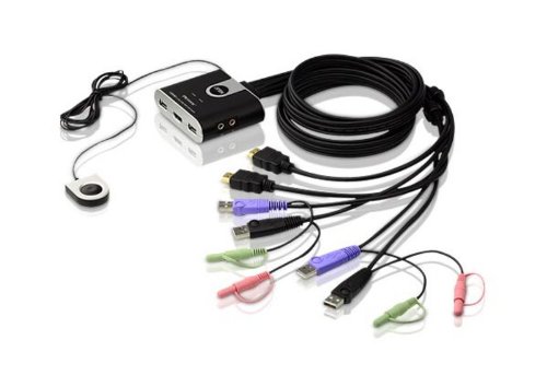 Aten CS692 2-Port USB KVM Switch for HD Video & Audio | Dual Monitor Control | Perfect for Home Office & Gaming Setup