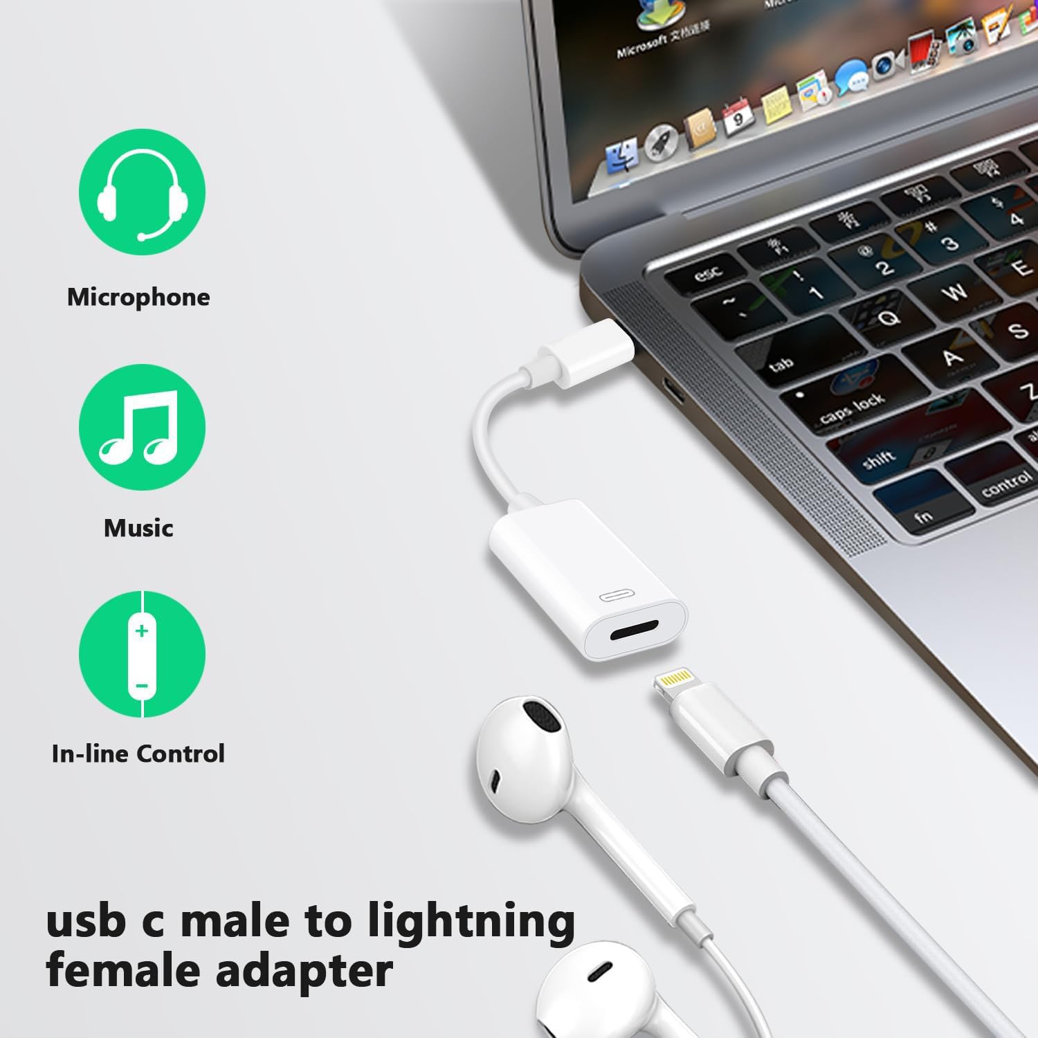USB C to Lightning Audio Adapter for iPhone 16/15/14/13/12/11 Pro Max Plus - 3.5mm Headphone Jack & Charging Dongle - Compatible with iPad Pro/Air/Mini & MacBook (Perfect for Travel, Gaming & Music Listening)
