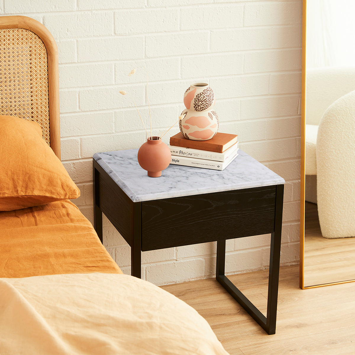 Luxury Avalon Marble Bedside Table - Modern Nightstand with Storage Drawer for Bedroom, Living Room & Office - Elegant Home Decor & Functional Furniture