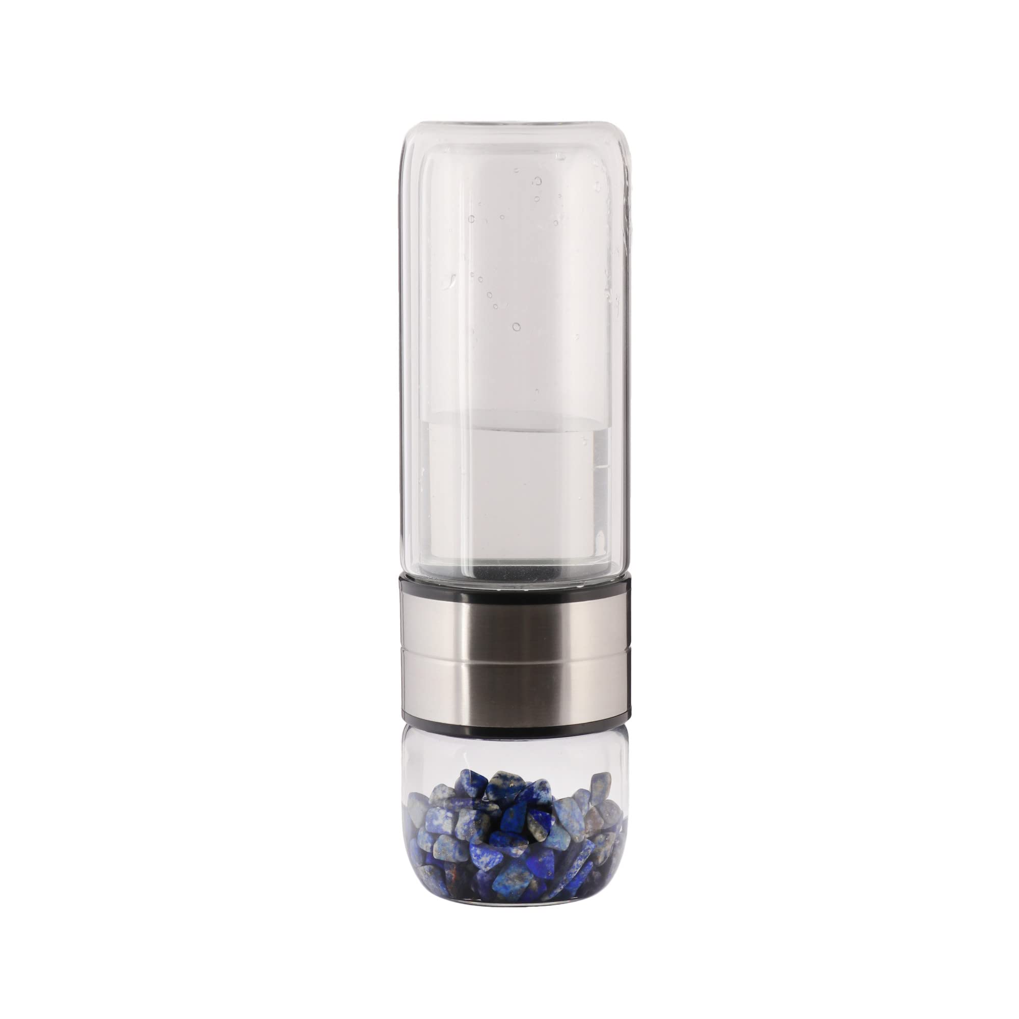 GEMHUB Crystal Water Bottle Set with Genuine Lapis Lazuli Gemstones | Gem Infused Water for Wellness & Hydration | Perfect for Yoga, Meditation & Daily Hydration