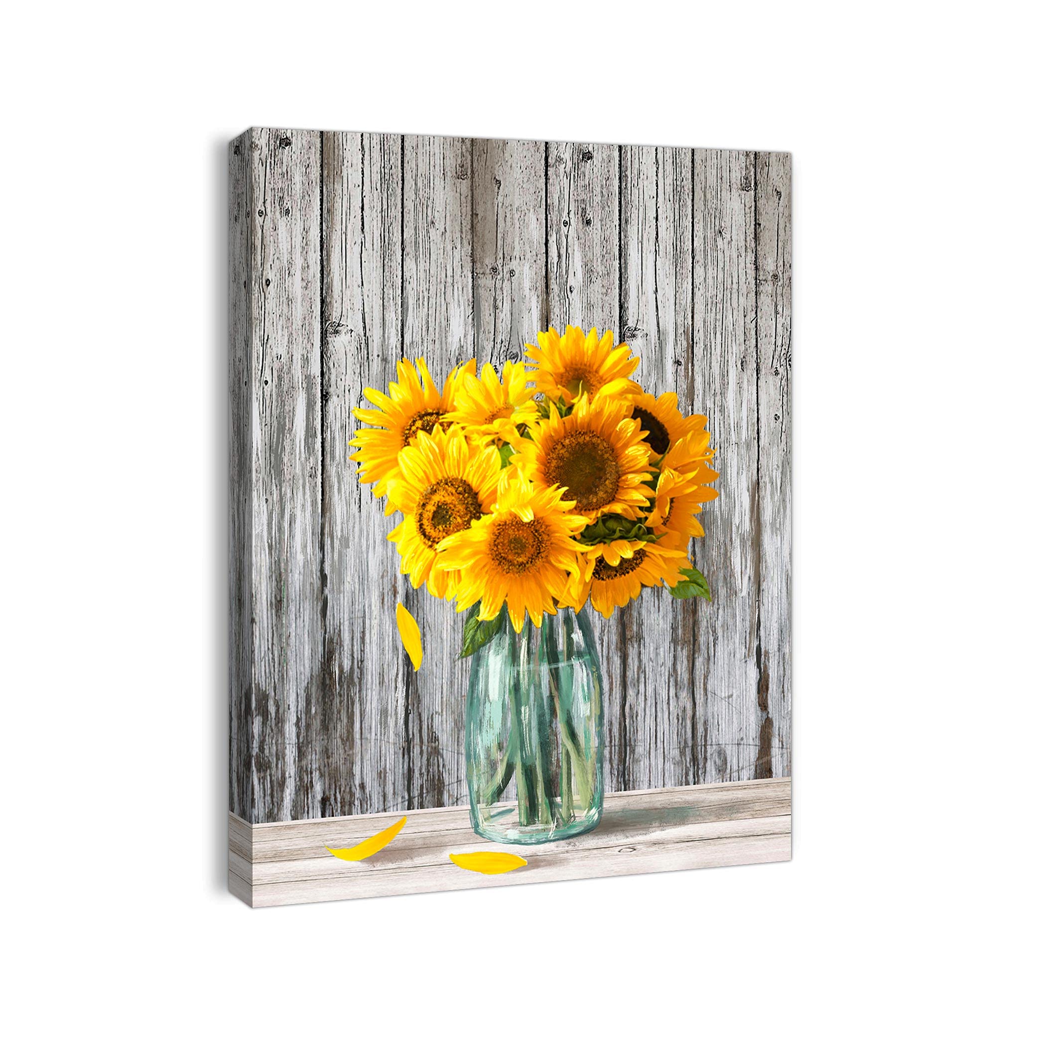 Yellow Sunflower Canvas Wall Art 12x16 - Modern Bedroom & Office Decor