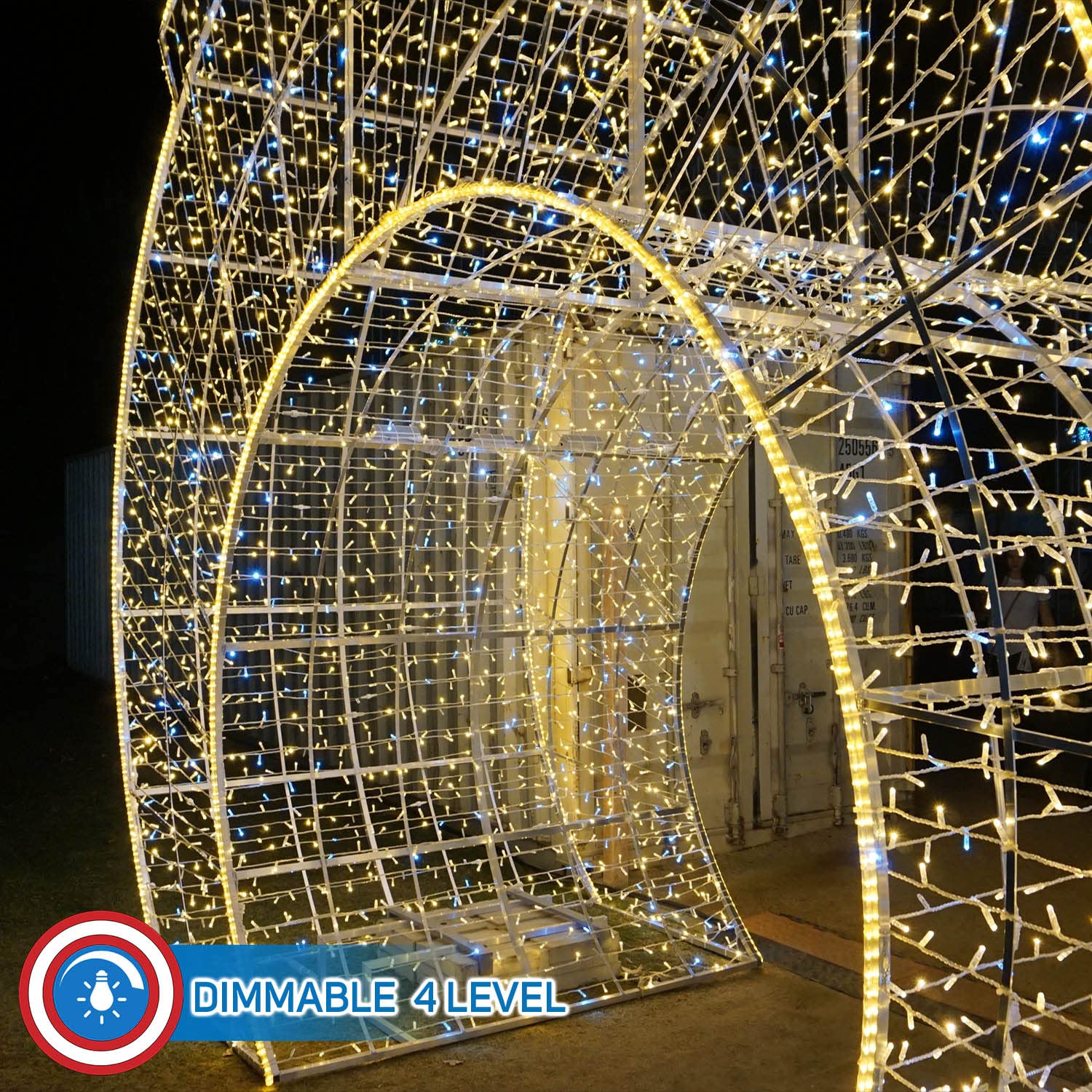 Russell Decor 100FT LED Rope Lights - 4-Level Dimmable Christmas String Lights with Controller & Clips (Warm White) | Indoor/Outdoor Holiday, Party, Wedding & Home Decoration Lighting