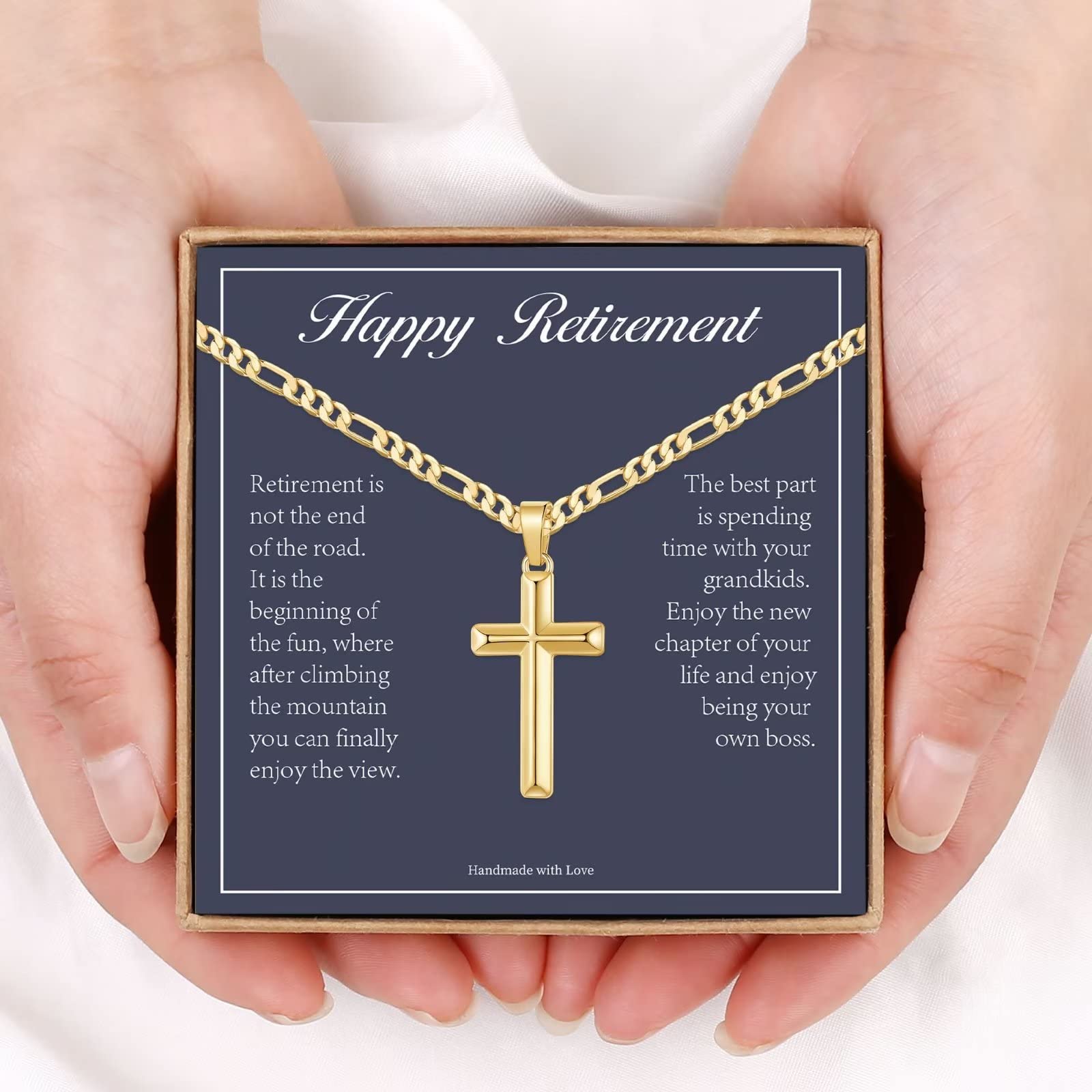 Silver/Black/Gold Figaro Chain Cross Necklace for Men - Religious Baptism Gift for Dad, Son, Husband - Anniversary Birthday Present from Wife/Daughter - Perfect for Church, Weddings & Special Occasions