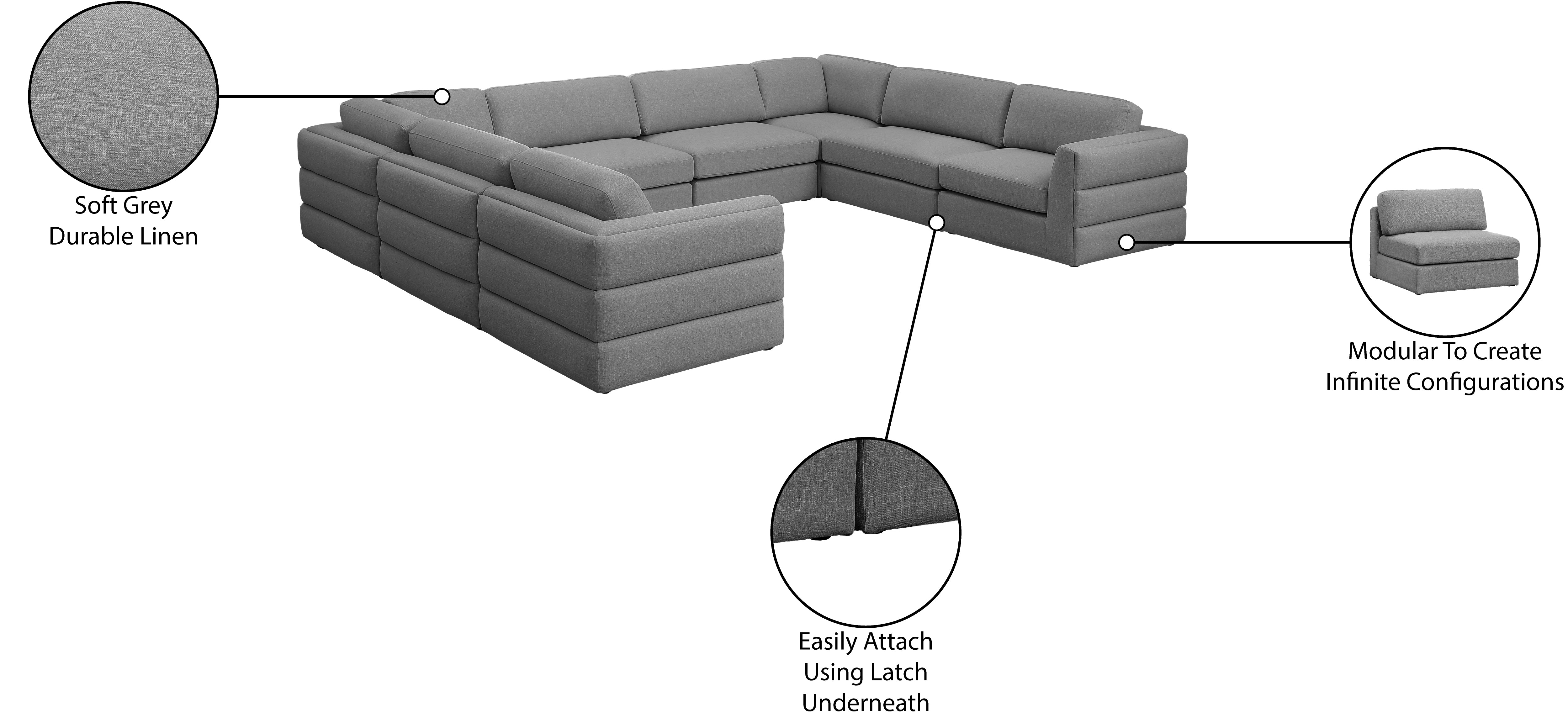 Beckham Durable Linen Textured Fabric Modular Sectional Sofa - Modern Living Room Furniture for Small Spaces & Apartments