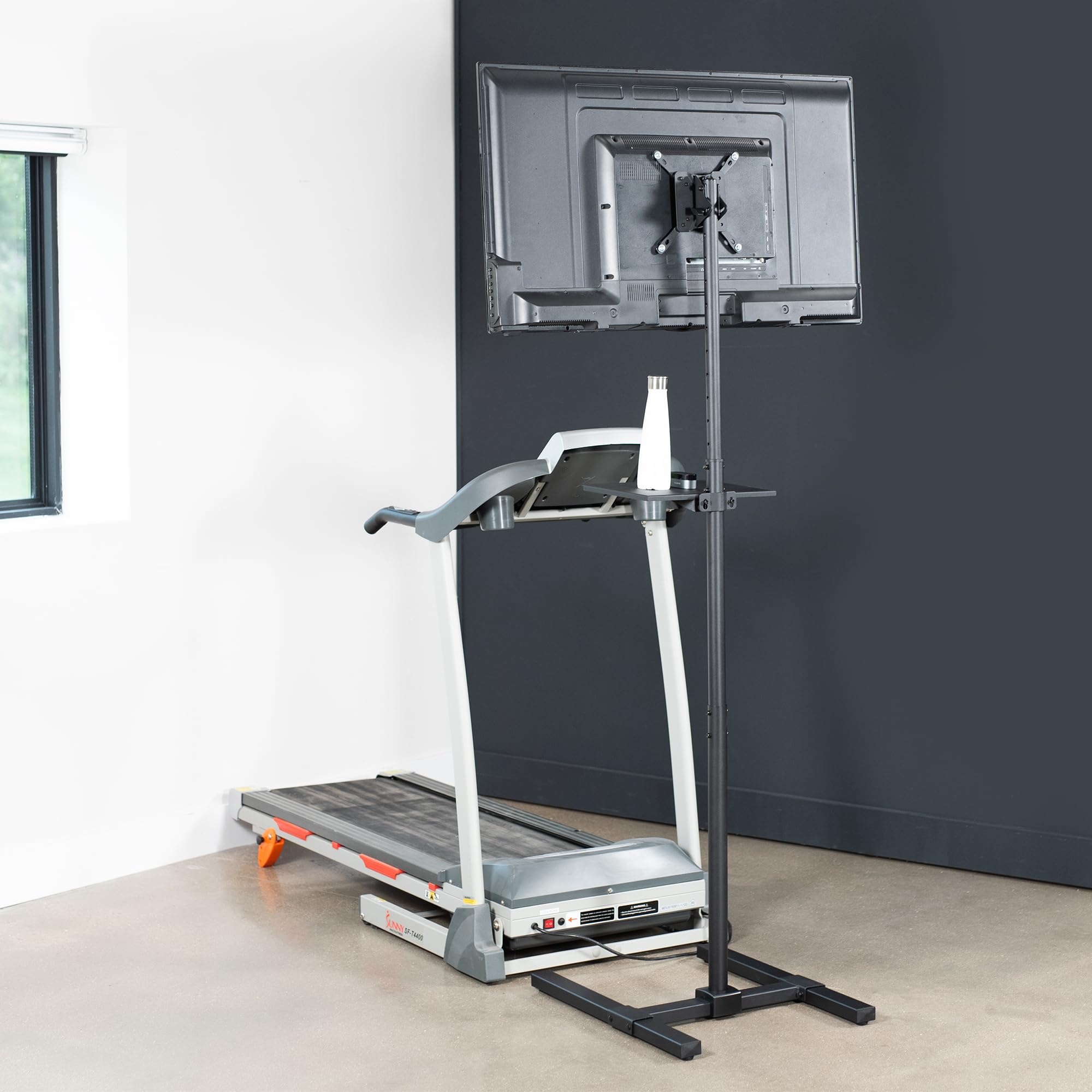 VIVO Extra Tall TV Floor Stand with Shelf for 13 to 50 inch Screens - Universal Mount for LED, OLED, 4K Smart Flat & Curved Monitors - 70 inch Tall Pole - Max VESA 200x200 - Perfect for Treadmills, Ellipticals & Home Gym Setup - Black (STAND-TV17-S)