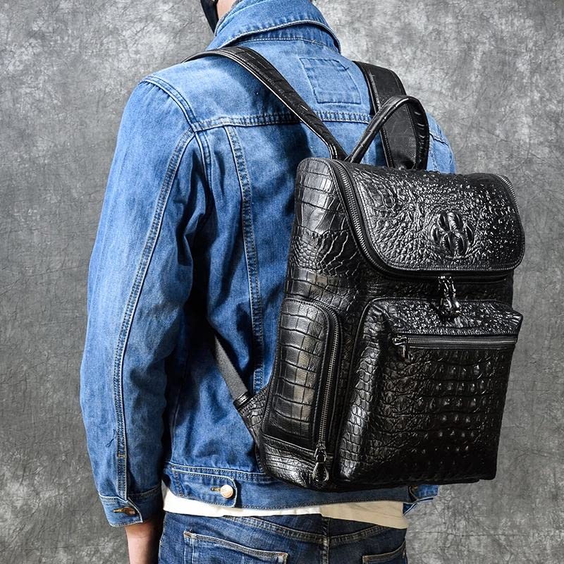 Durable Waterproof Leather Backpack for Men - Multifunctional Laptop Bag & Travel Backpack - Perfect for Work, Gym, Hiking & Outdoor Adventures