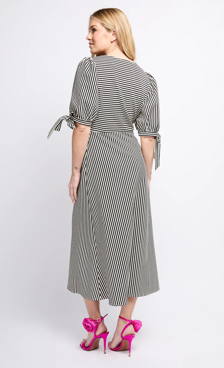 Annbelle Women's Midaxi Dress - Mono Stripe Design, Flowy A-Line Silhouette, Comfortable Stretch Fabric - Perfect for Office Wear, Date Nights & Special Occasions