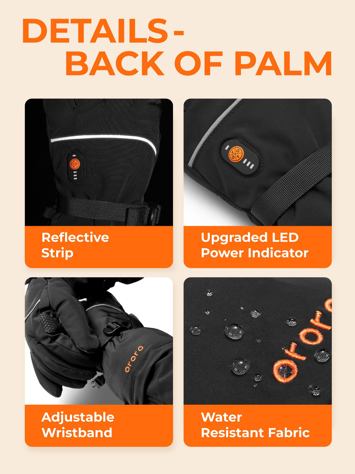 ORORO Rechargeable Heated Gloves for Men & Women - Winter Motorcycle Riding, Skiing & Outdoor Activities - USB Powered Warm Gloves (Charger Not Included) - Perfect for Cold Weather Commuting, Snow Sports & Winter Adventures