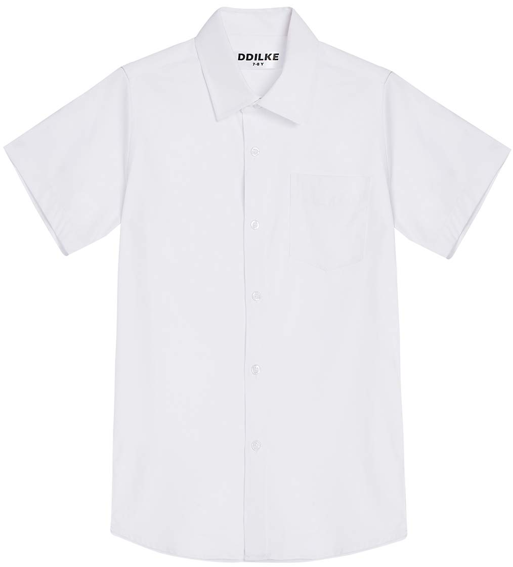 DDILKE Boys' Short Sleeve Dress Shirt - Casual Button Down Uniform Shirts for School, Church & Special Occasions | Comfortable & Stylish Kids Formal Wear